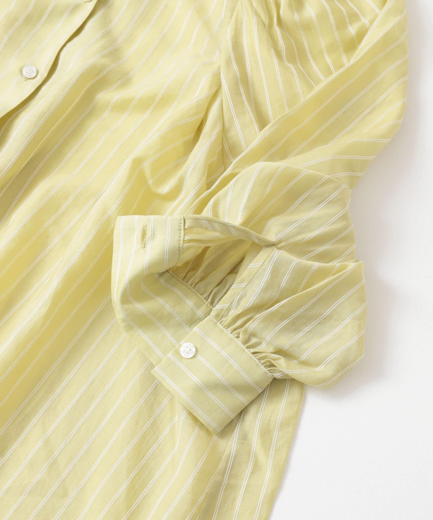 ボリュームスリーブストライプミニワンピース YELLOW one