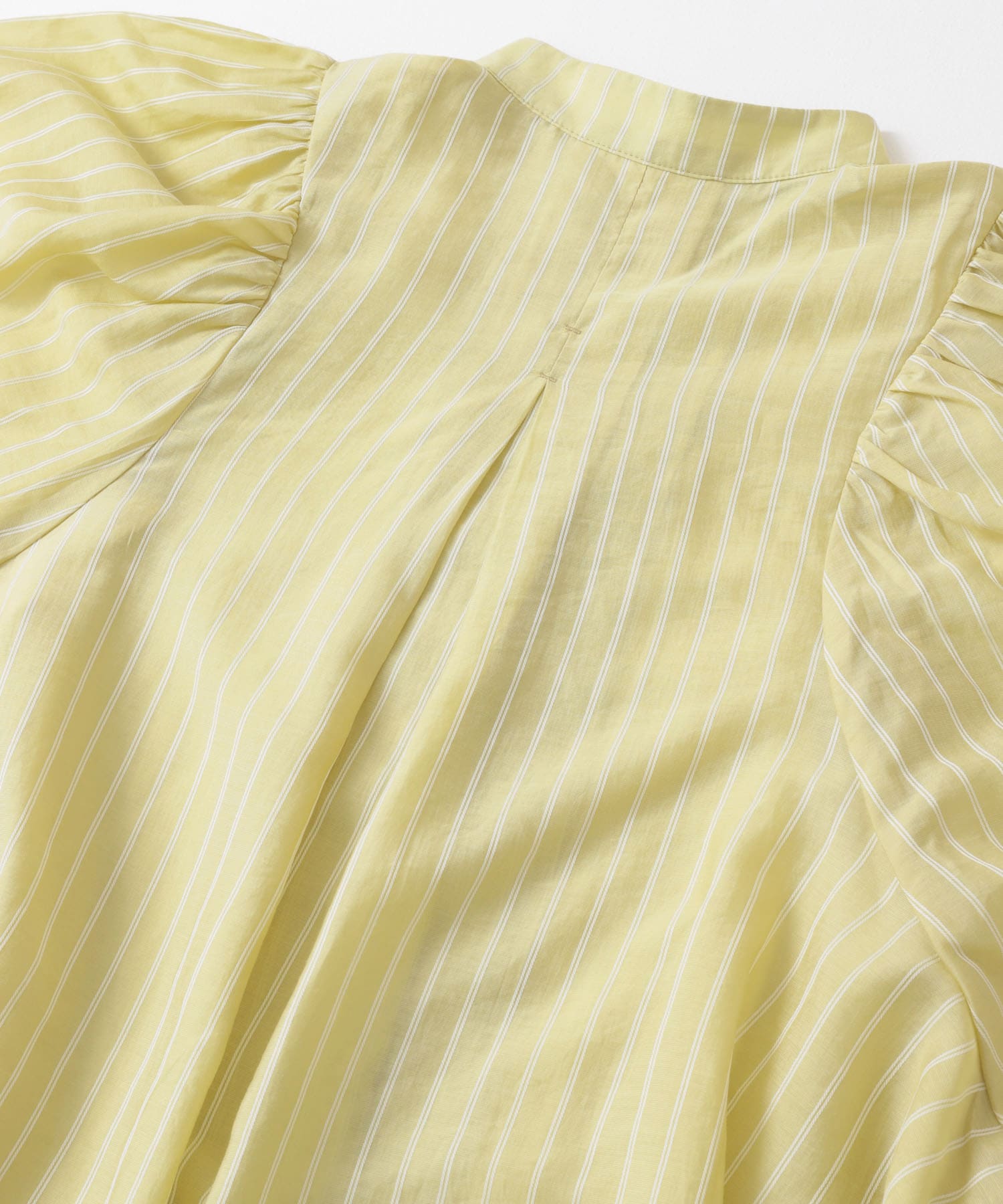 ボリュームスリーブストライプミニワンピース YELLOW one