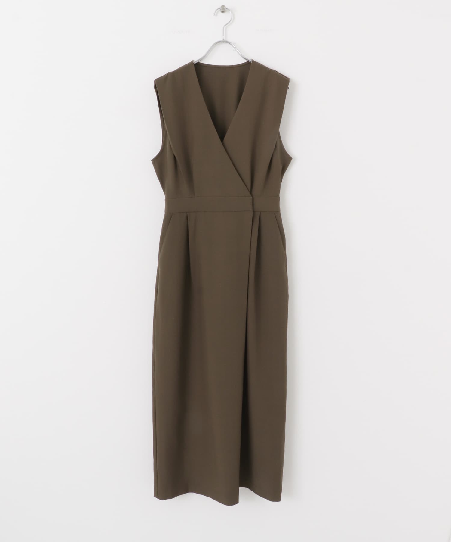 カシュクールラップジャンパースカート BROWN one