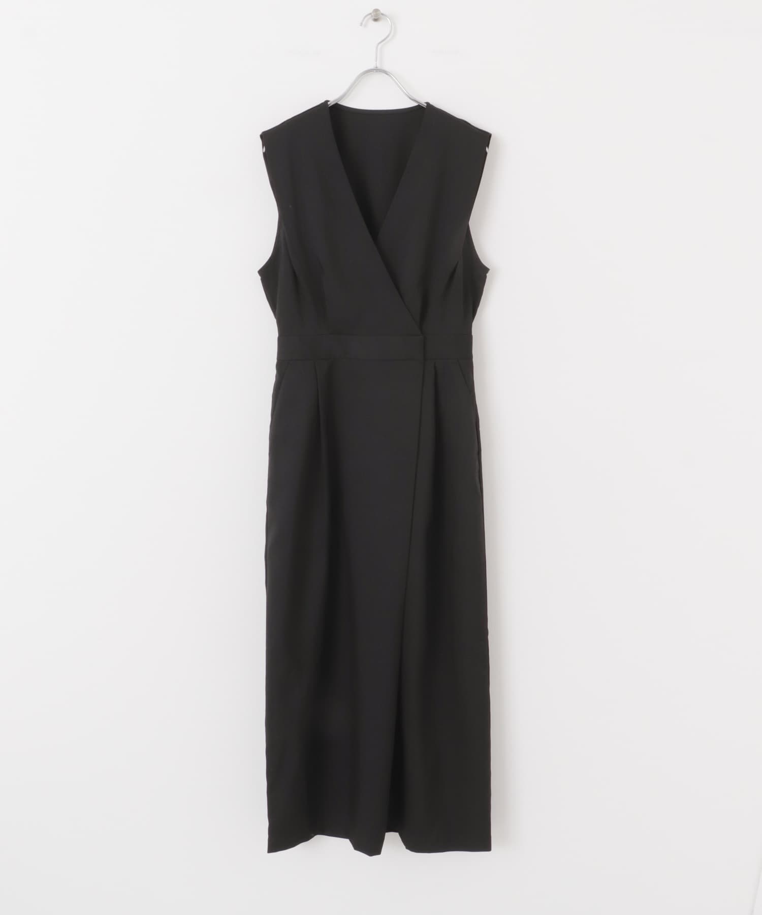 カシュクールラップジャンパースカート BLACK one