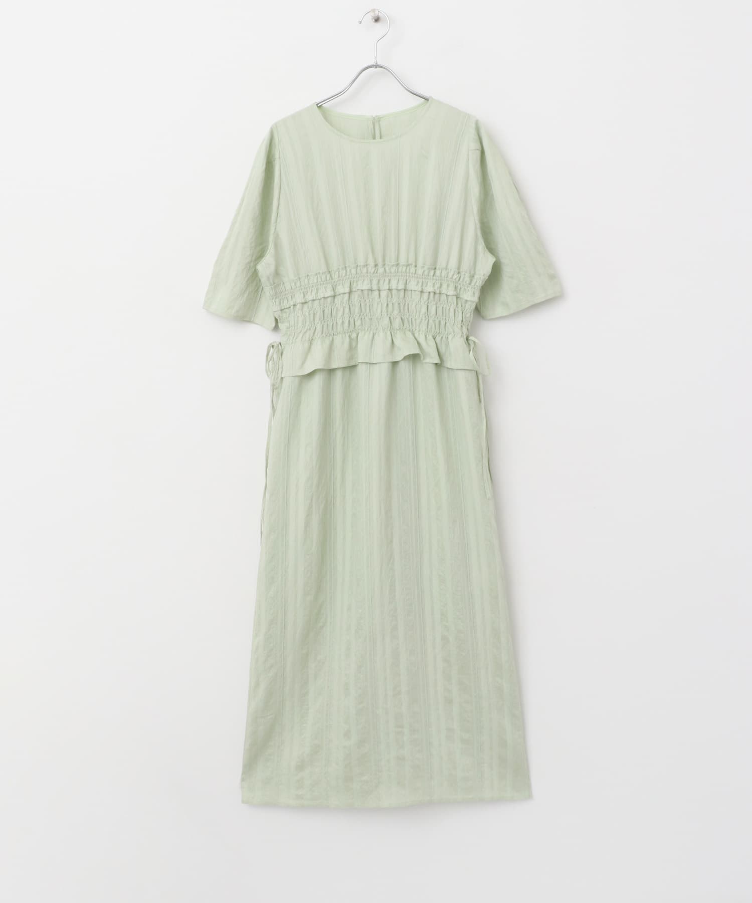 フリルシャーリングドッキングワンピース L.GREEN one