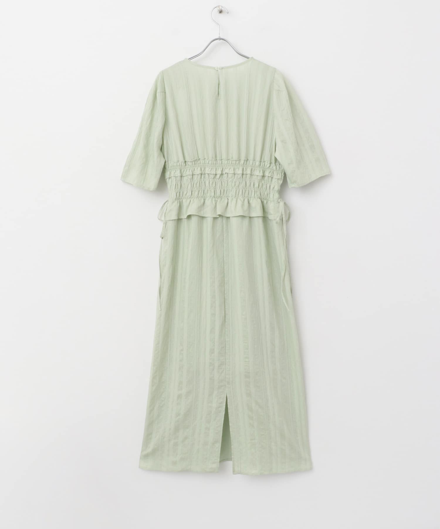 フリルシャーリングドッキングワンピース L.GREEN one