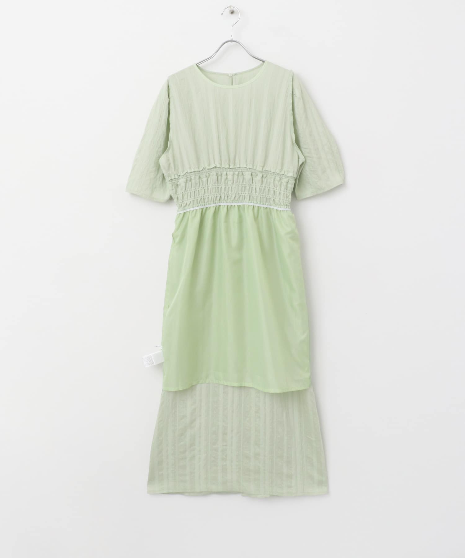フリルシャーリングドッキングワンピース L.GREEN one