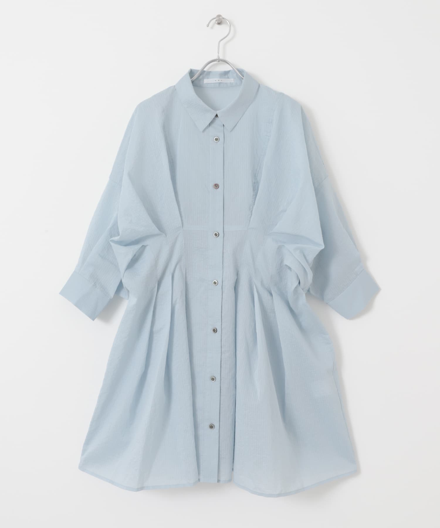 ウエストタックシアーストライプミニワンピース L.BLUE one