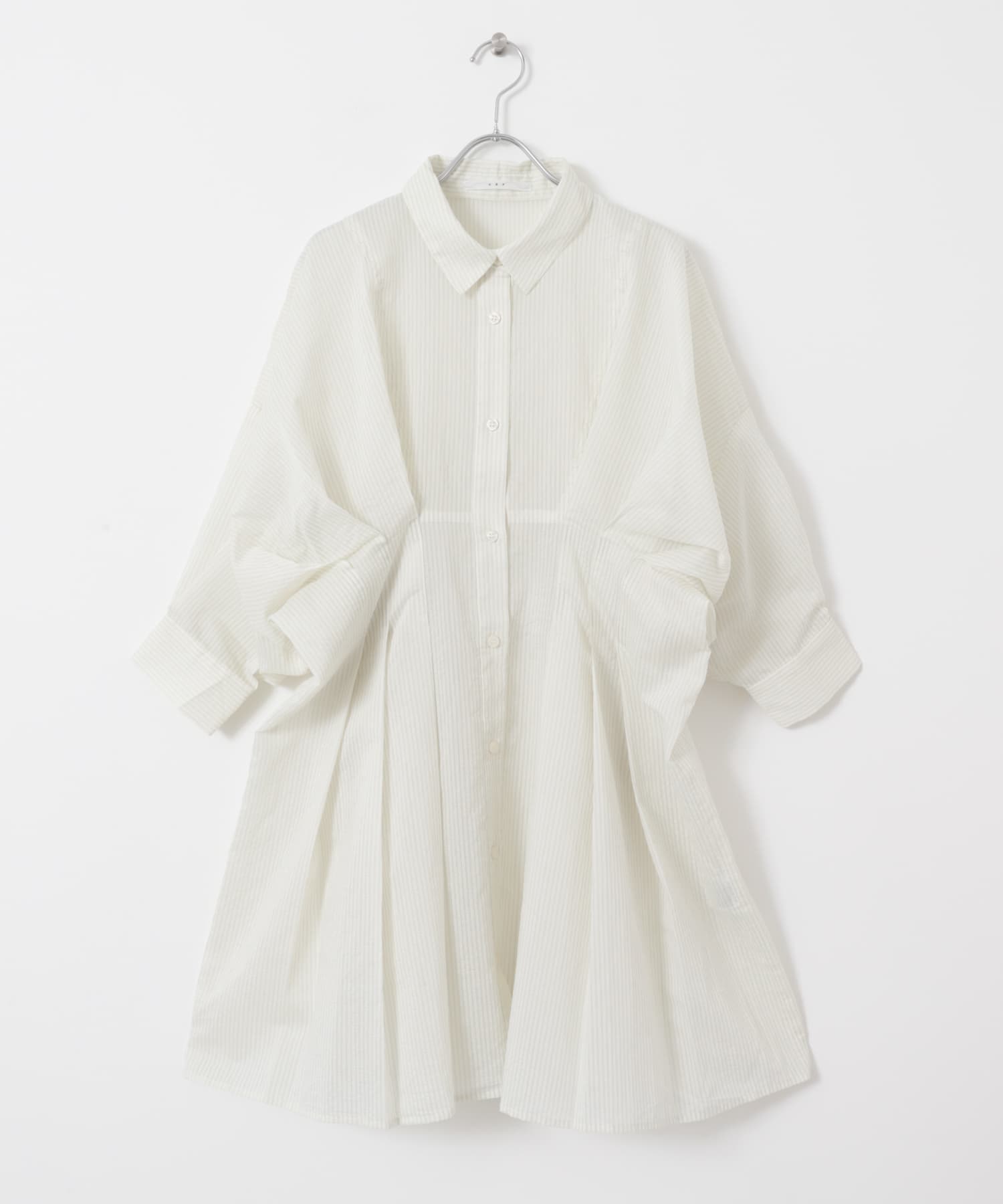 ウエストタックシアーストライプミニワンピース IVORY one