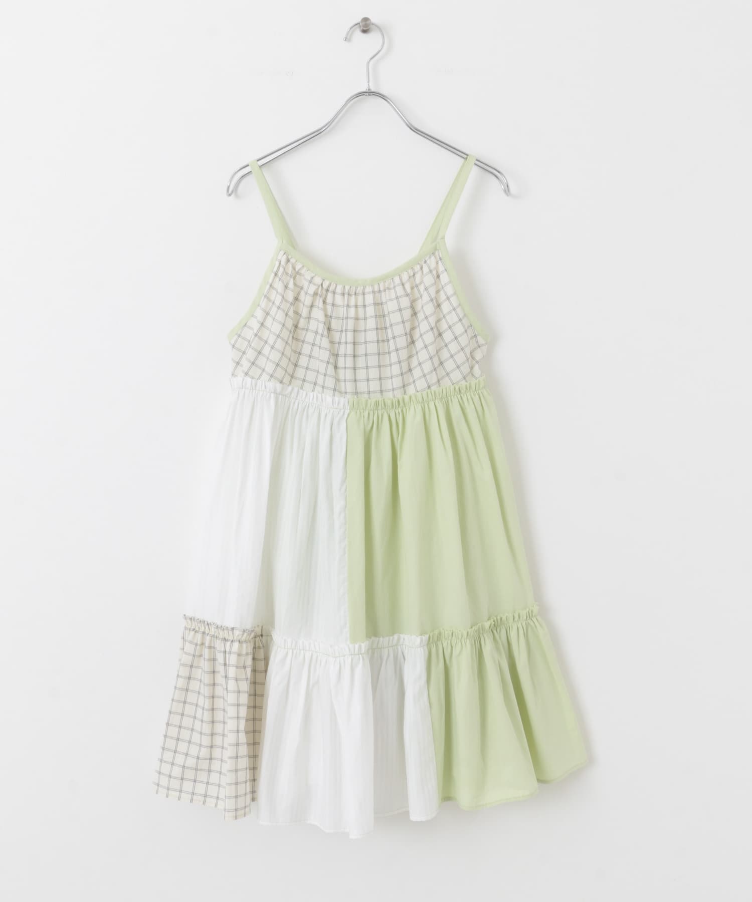 パッチワークミニキャミワンピース L.GREENMIX one