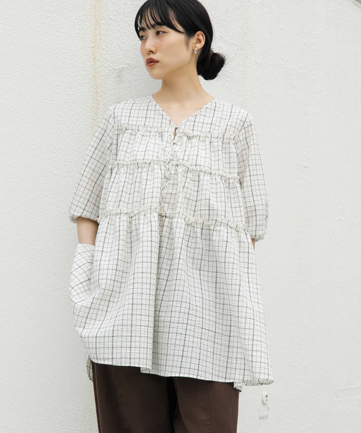 サッカーチェックミニワンピース(one BLK×IVO): ワンピース｜URBAN