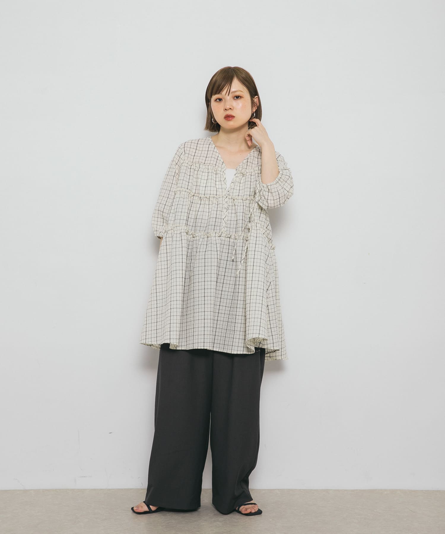 サッカーチェックミニワンピース(one BLK×IVO): ワンピース｜URBAN