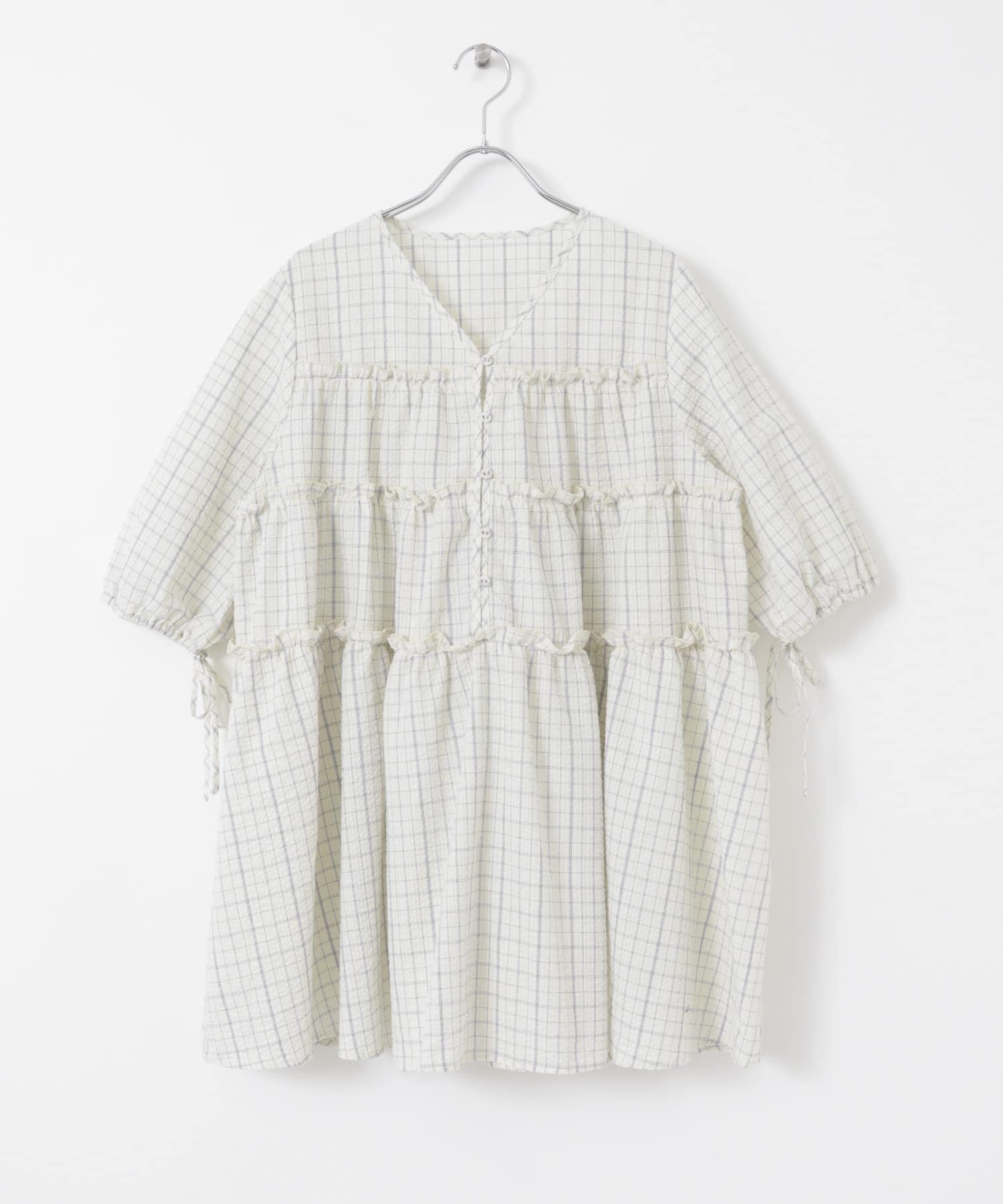 サッカーチェックミニワンピース IVO×BLUE one