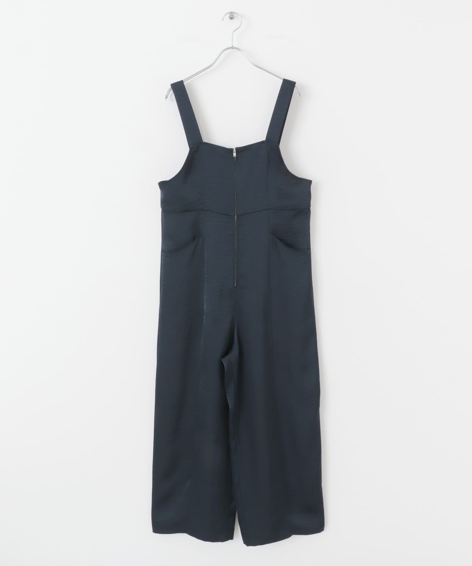 フロントZIPサテンサロペット NAVY one