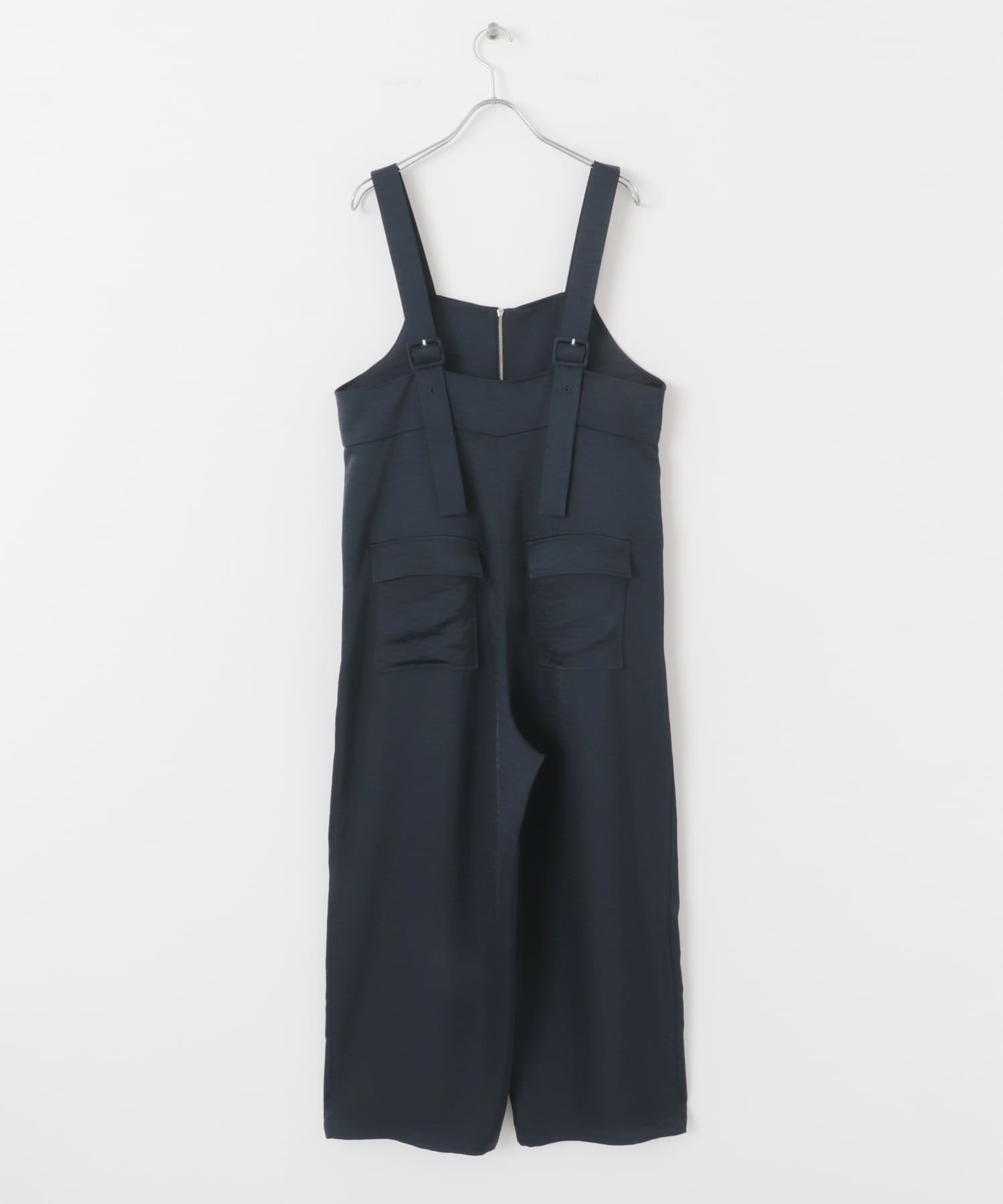 フロントZIPサテンサロペット NAVY one