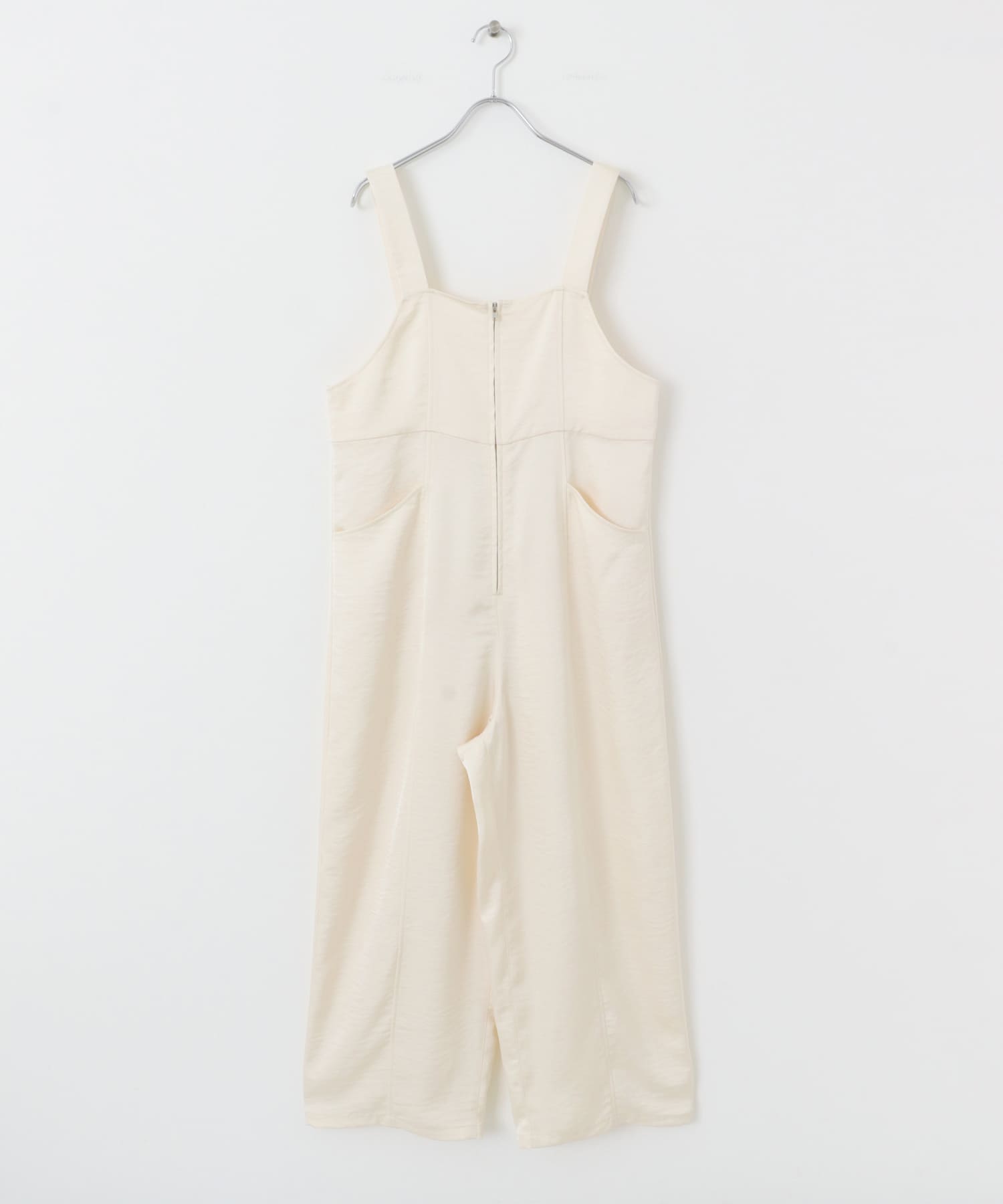 フロントZIPサテンサロペット IVORY one