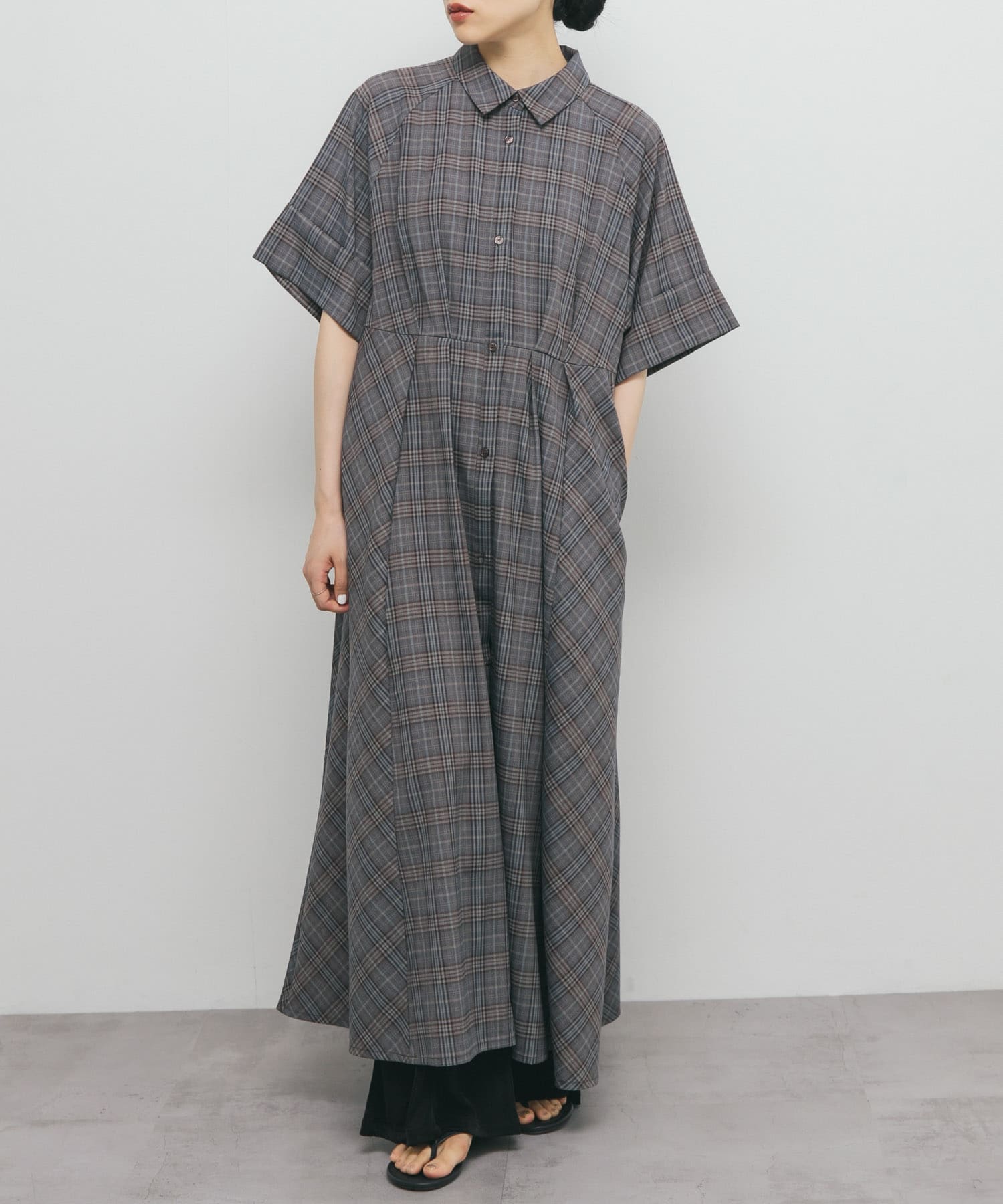 チェックWIDEフレアワンピース