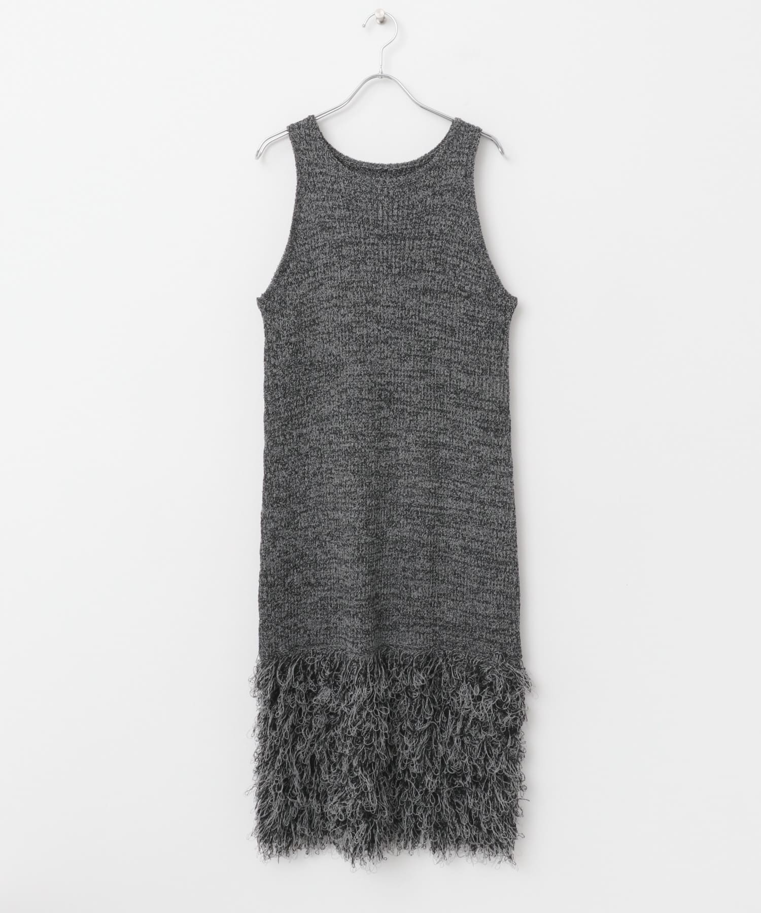 ループフリンジニットワンピース GRAY×BLK one