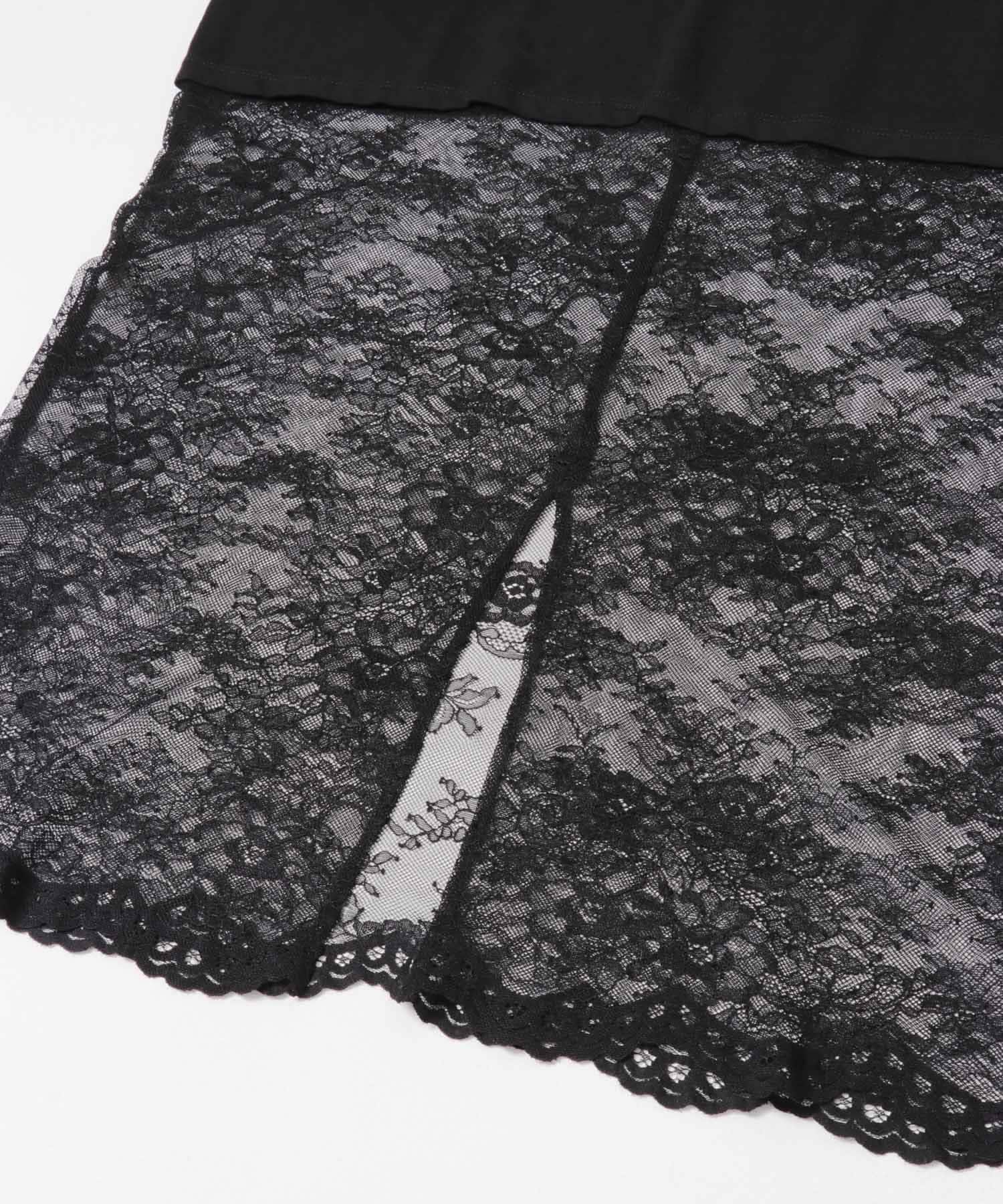 レースヘムカットワンピース BLACK one