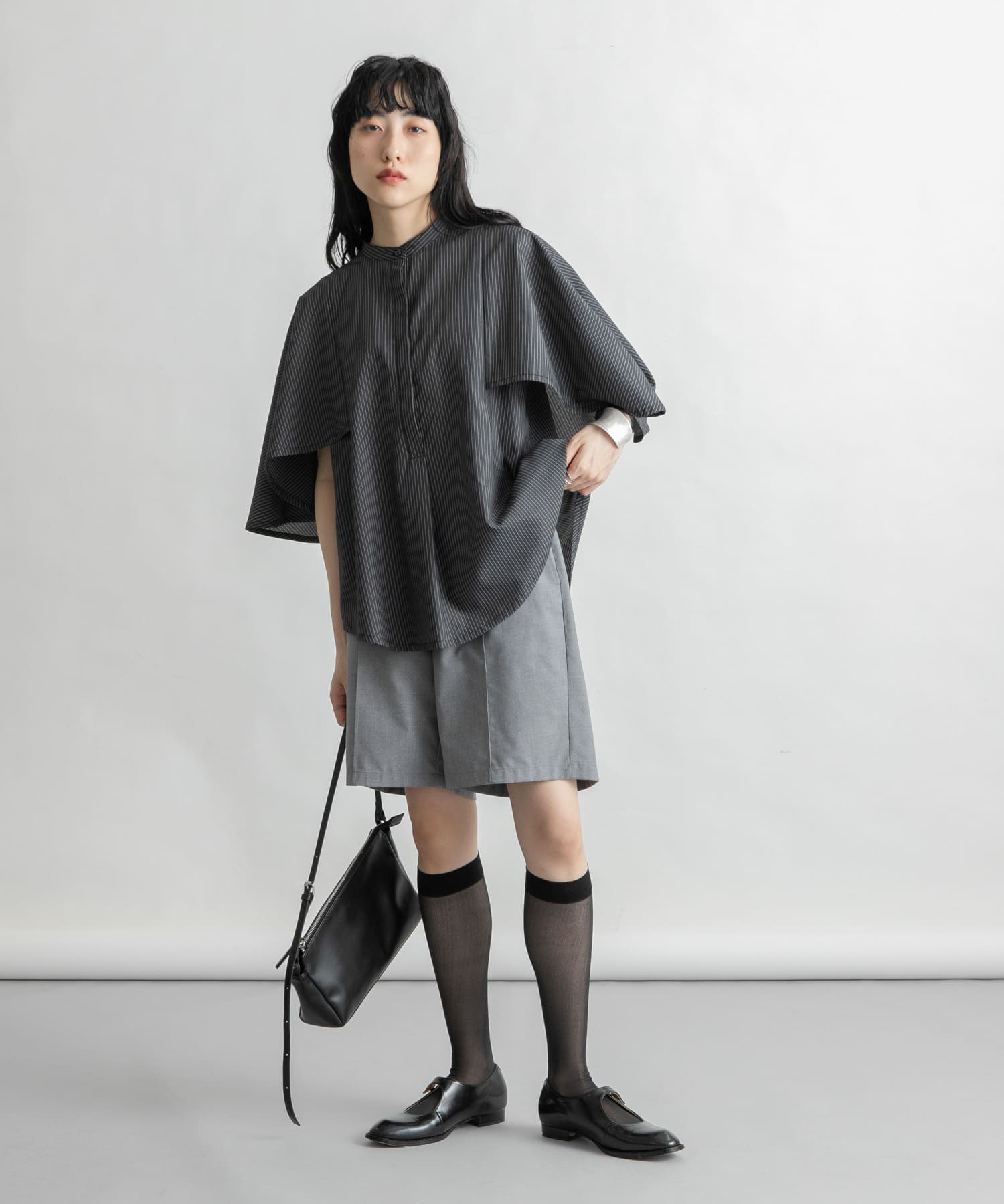 アシンメトリースリムショルダーBAG BLACK one