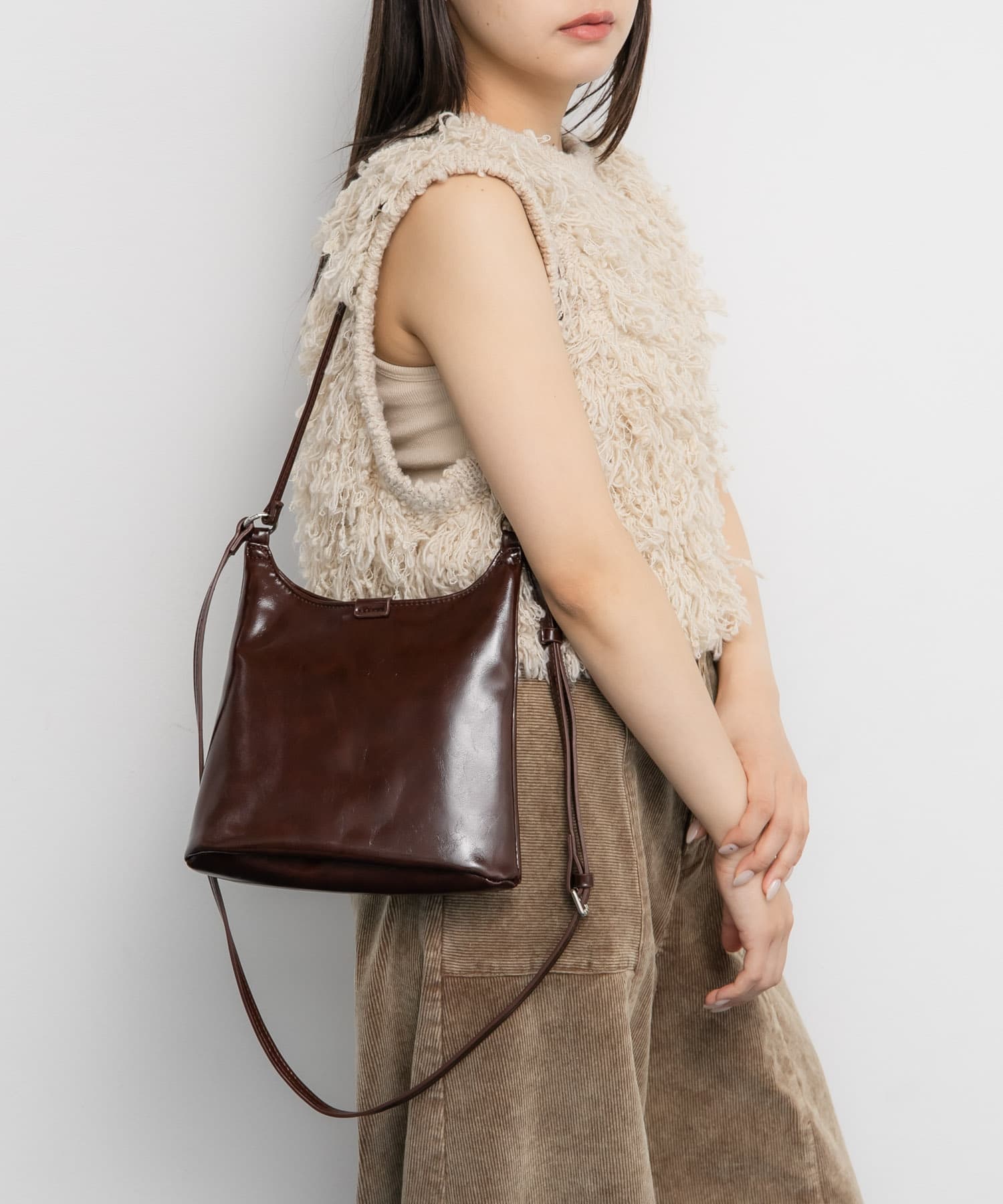 ダブルスリムショルダーBAG D.BROWN one