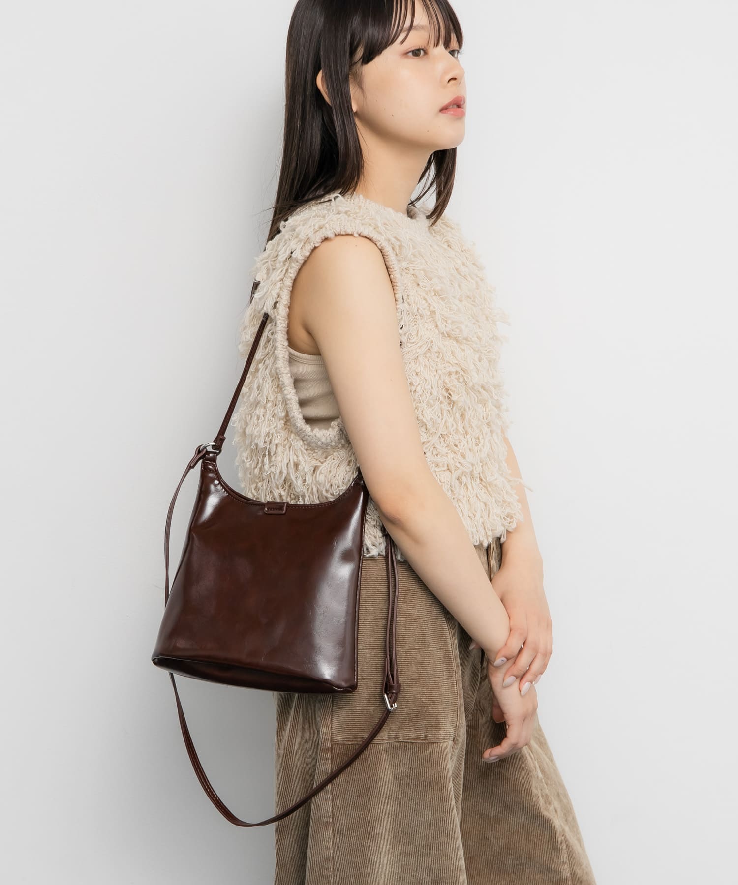 ダブルスリムショルダーBAG D.BROWN one