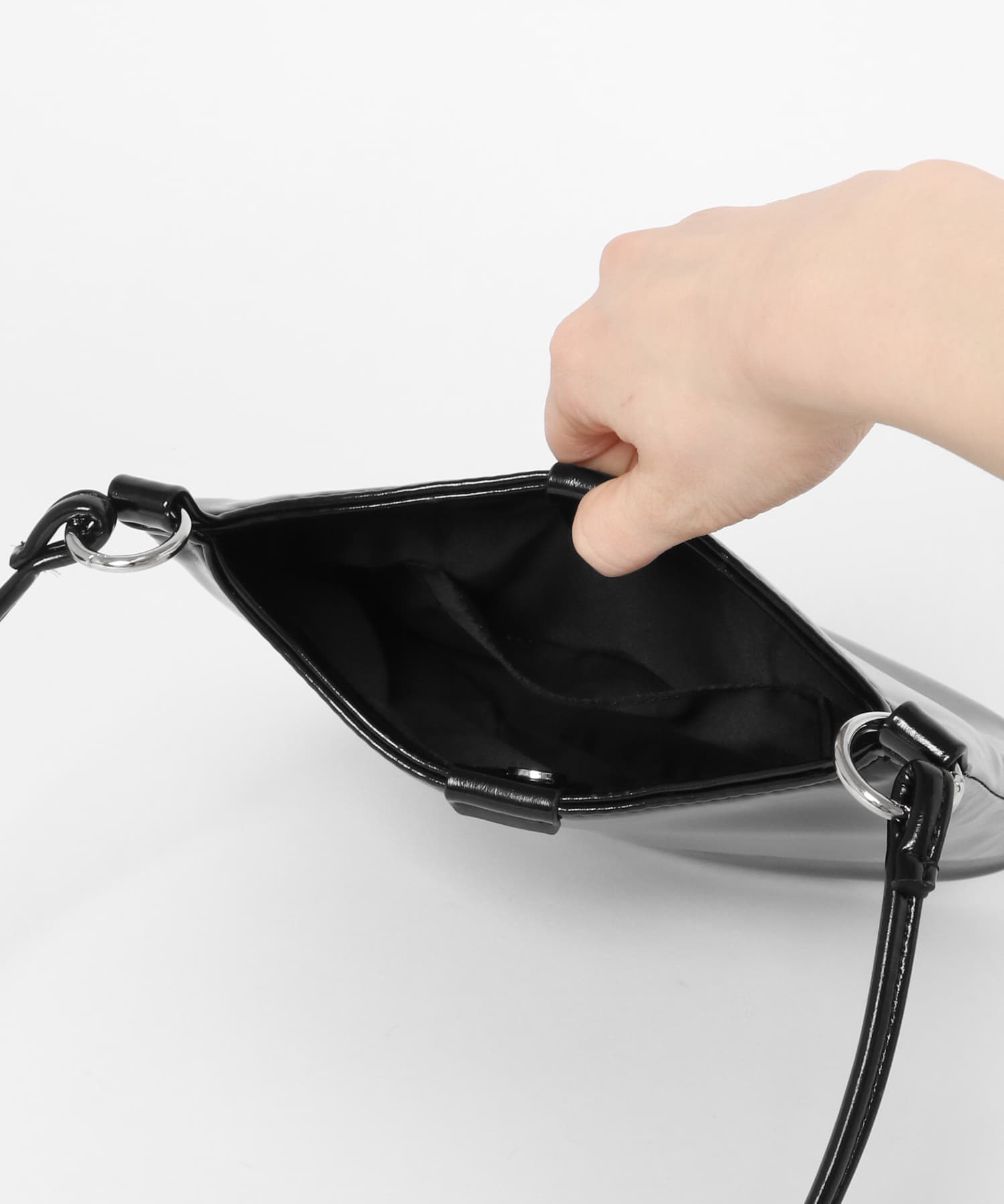 ダブルスリムショルダーBAG BLACK one