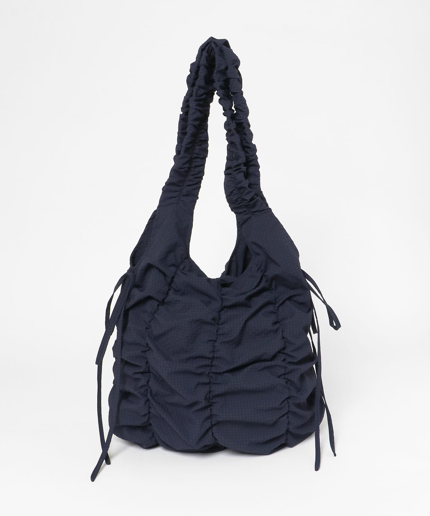 チェックリボンギャザーBAG NAVY one