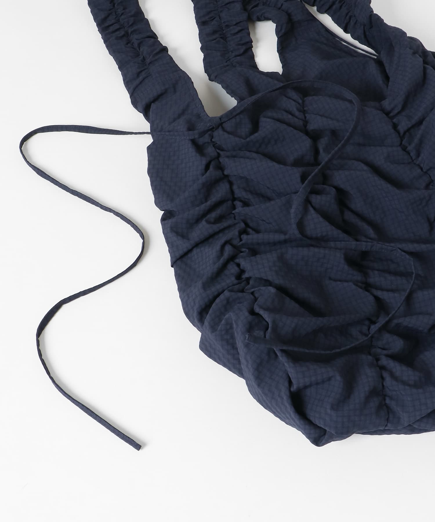 チェックリボンギャザーBAG NAVY one
