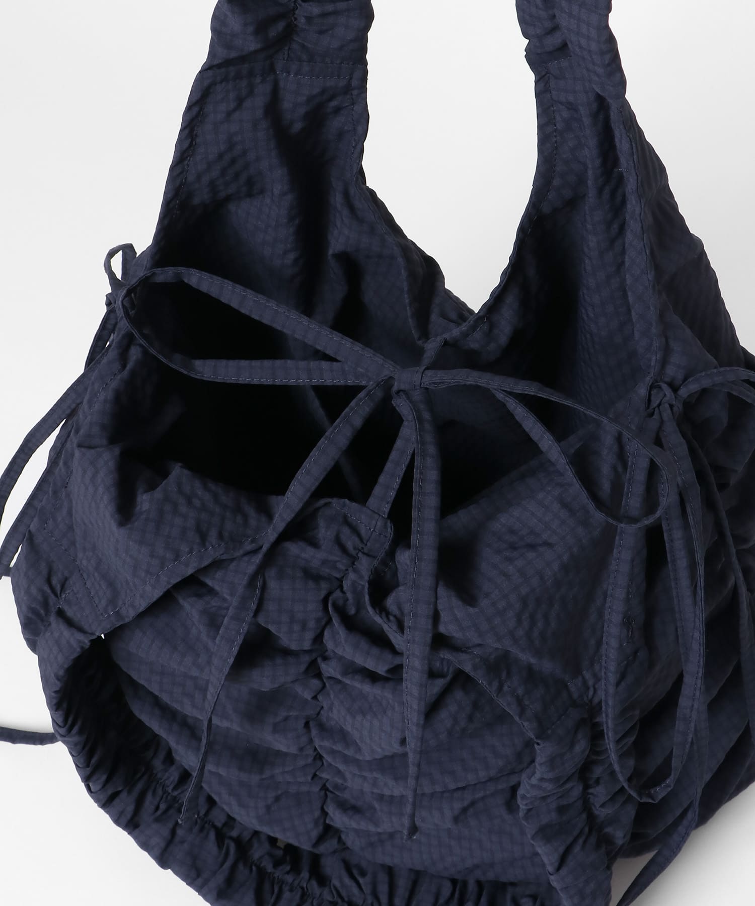 チェックリボンギャザーBAG NAVY one