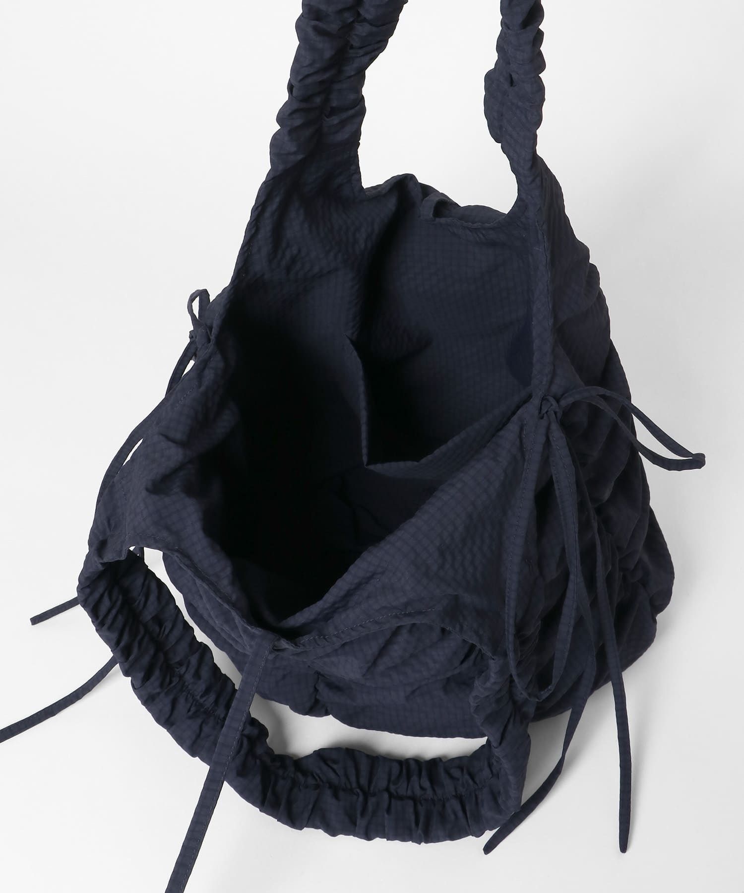 チェックリボンギャザーBAG NAVY one