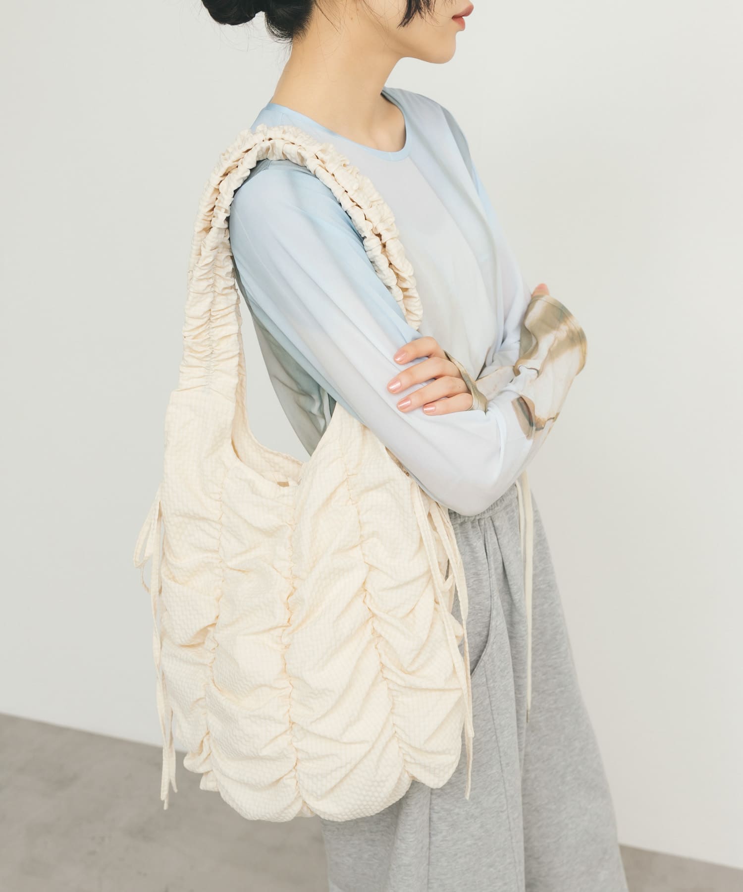 チェックリボンギャザーBAG