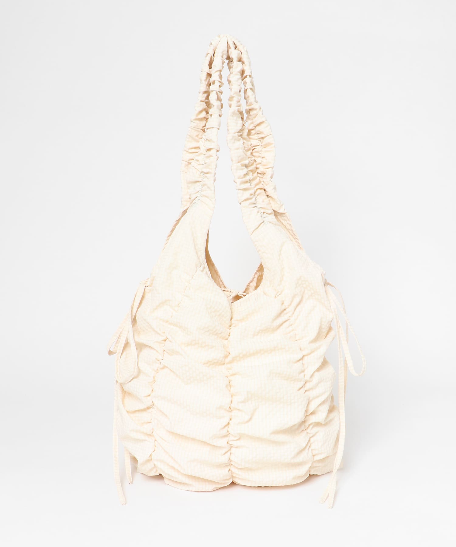 チェックリボンギャザーBAG IVORY one