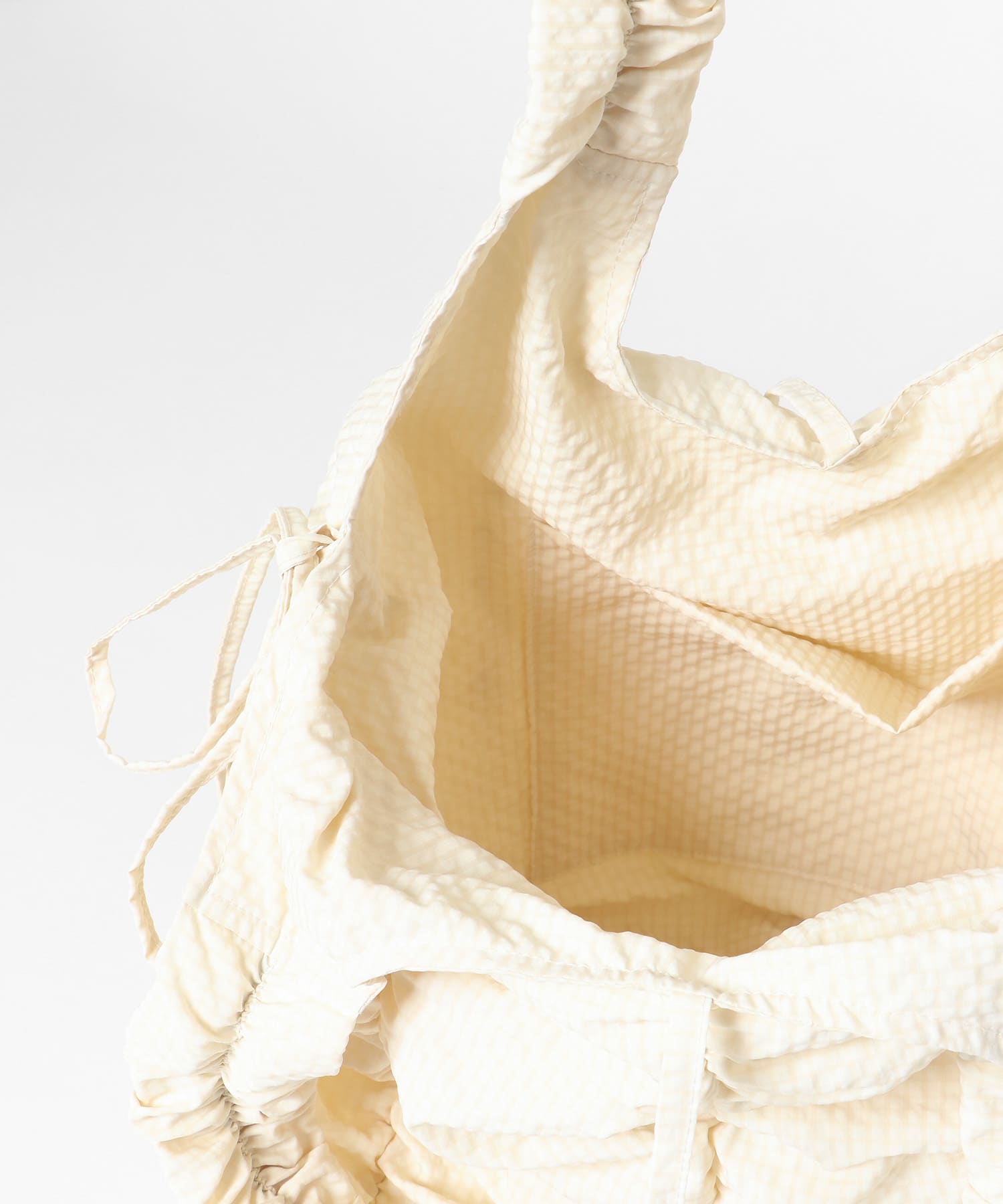 チェックリボンギャザーBAG IVORY one