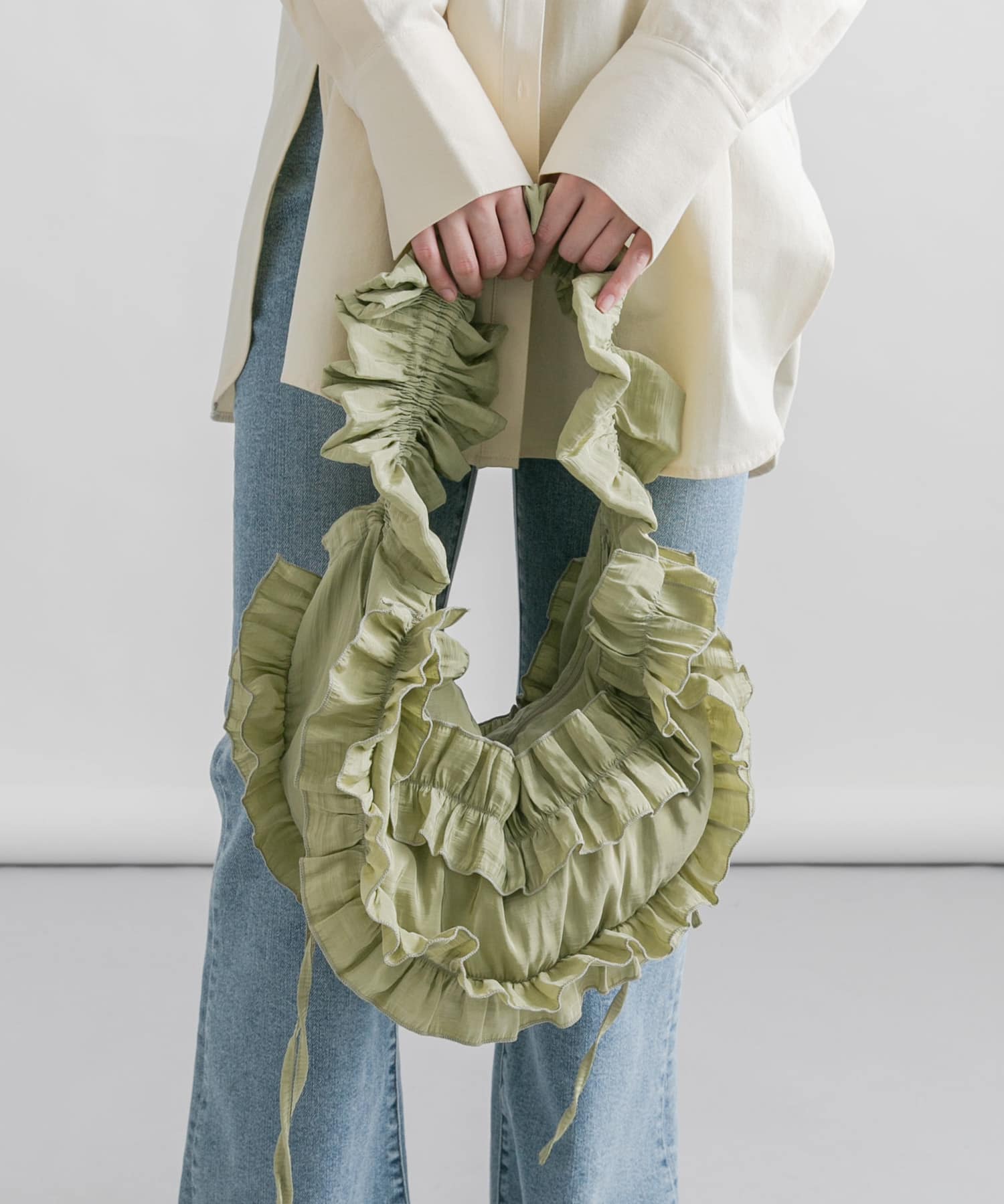 フリルギャザーBAG GREEN one