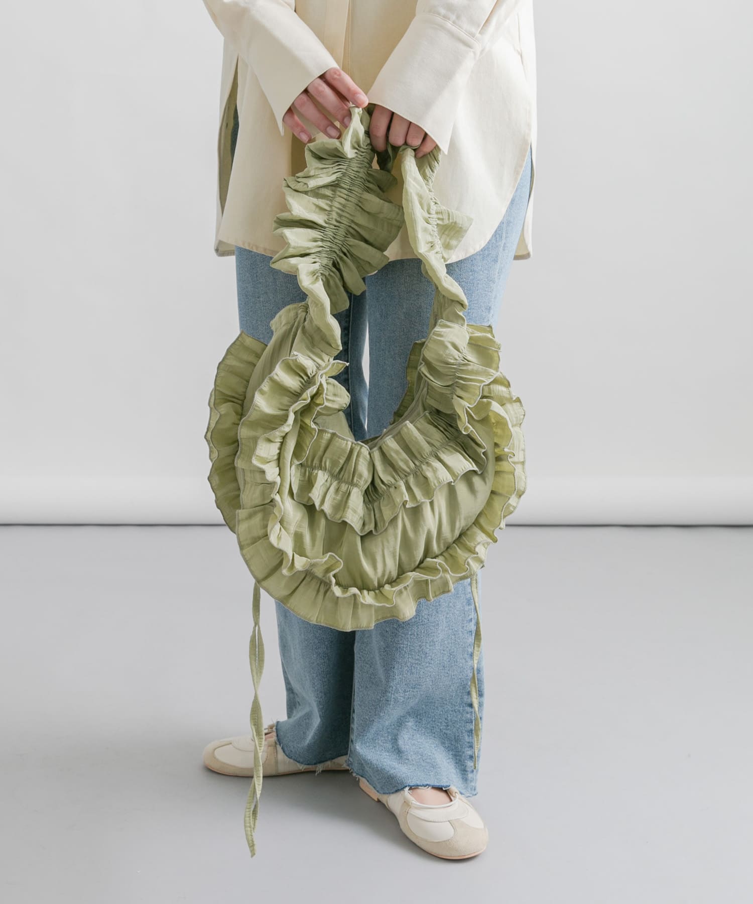 フリルギャザーBAG GREEN one