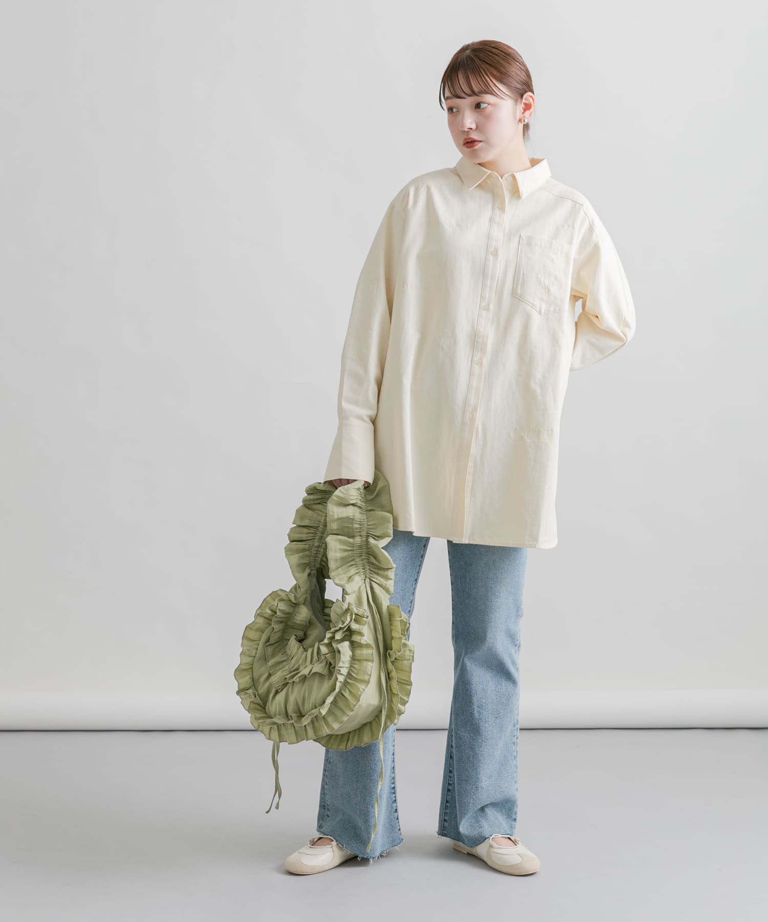 フリルギャザーBAG GREEN one
