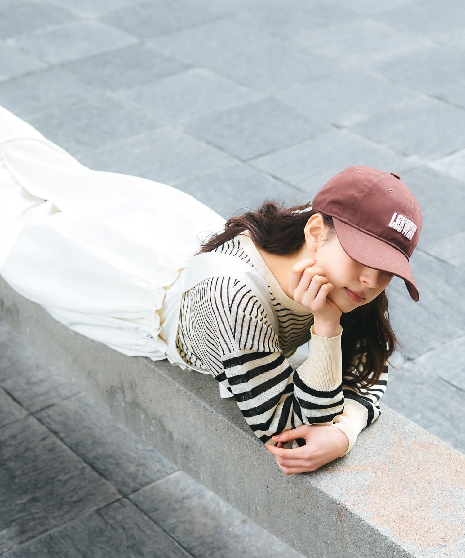チェーンステッチエンブロイダリーCAP BROWN one