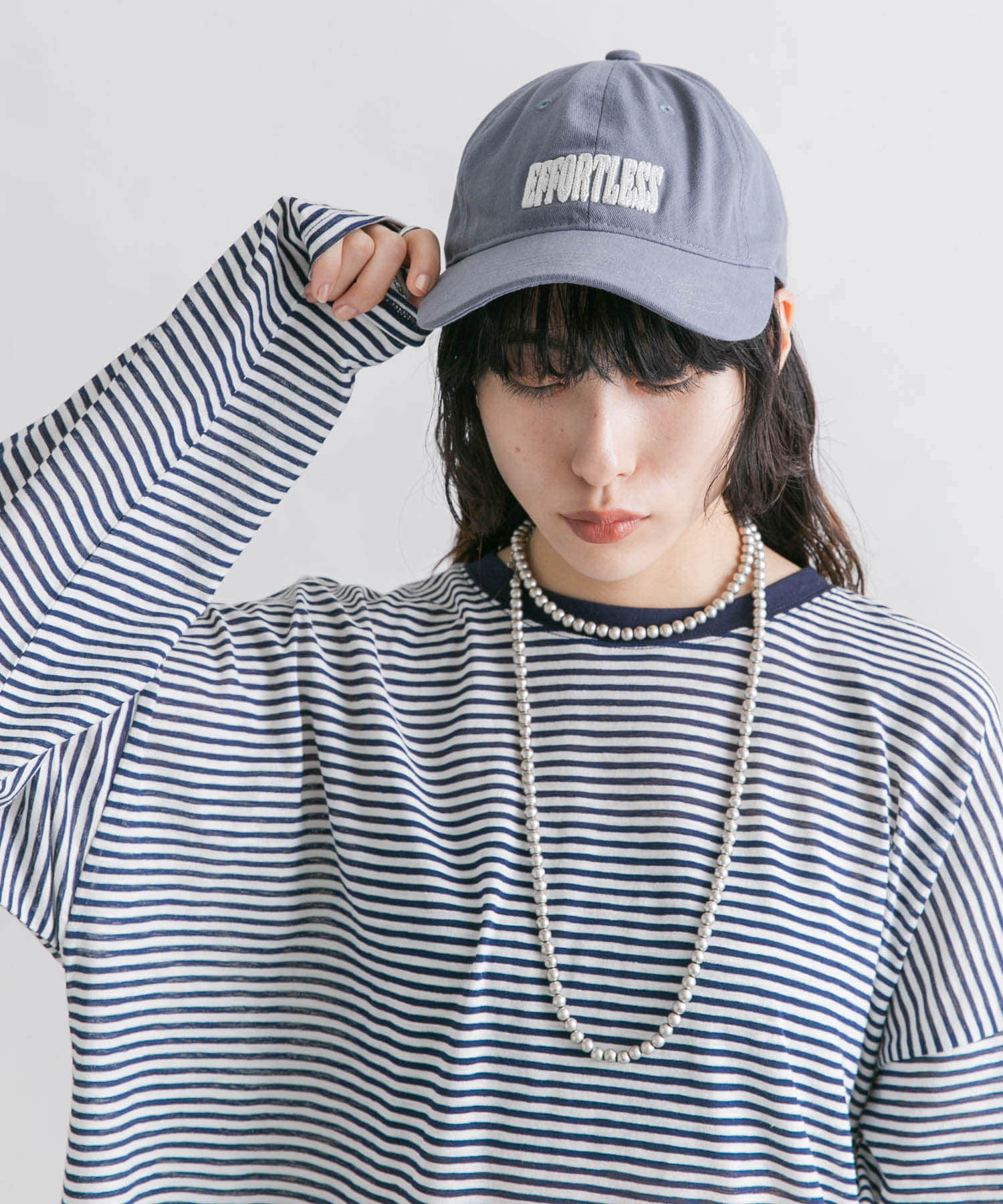 チェーンステッチエンブロイダリーCAP BLUE one