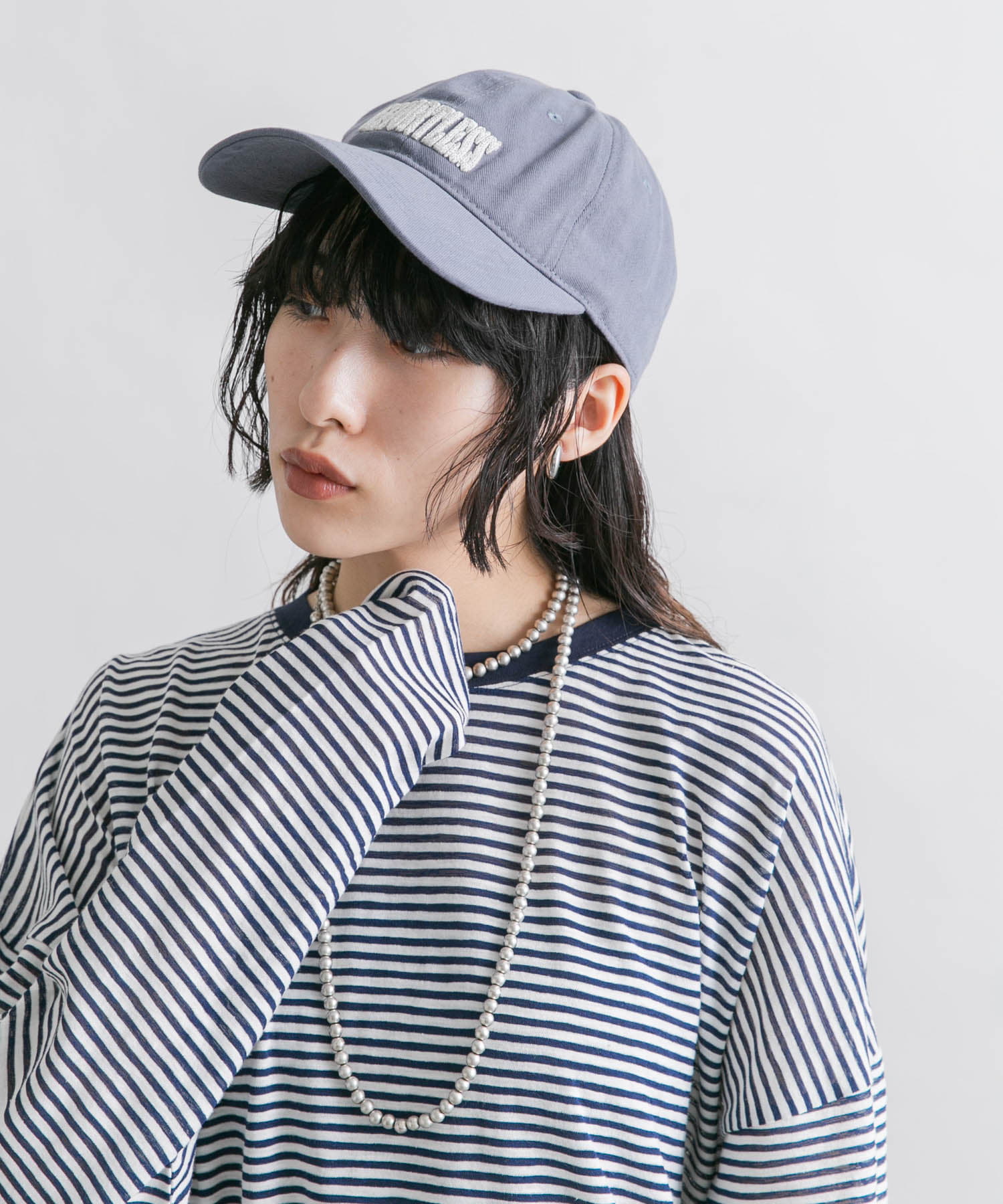 チェーンステッチエンブロイダリーCAP BLUE one