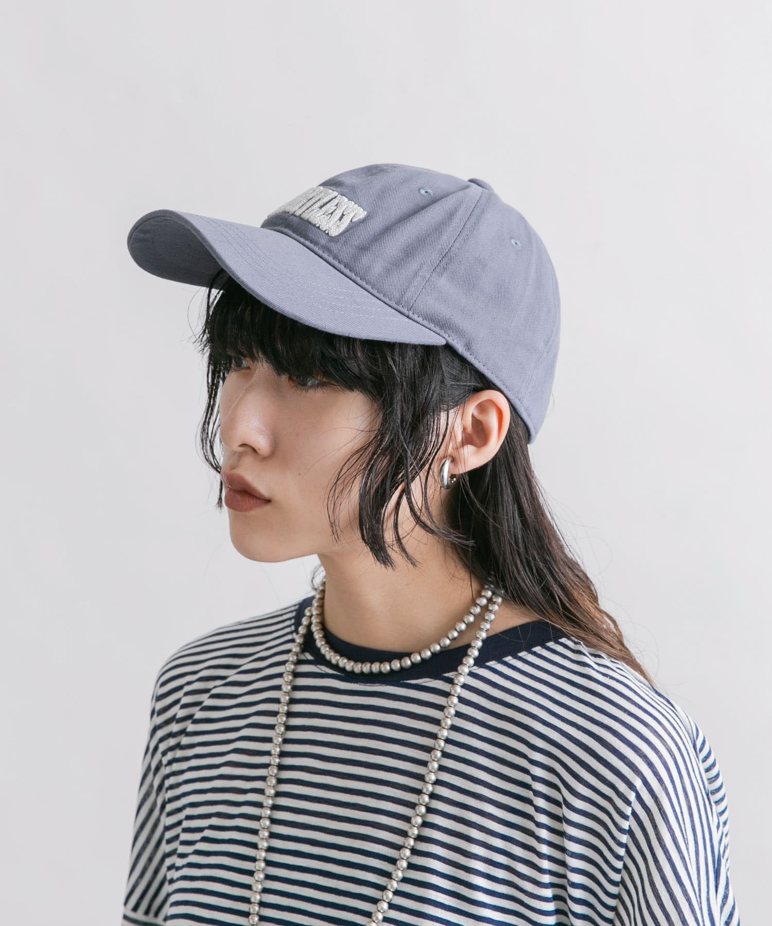 チェーンステッチエンブロイダリーCAP BLUE one