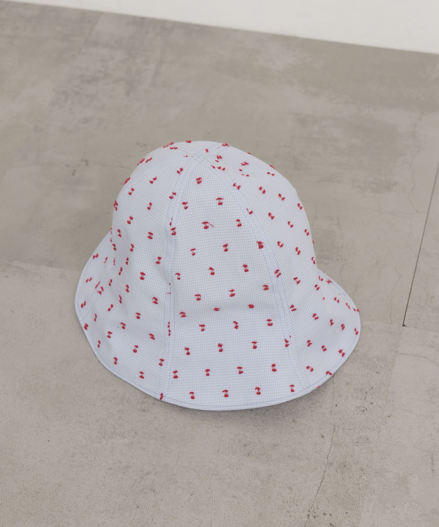 刺繍チェックチューリップHAT BLUE one
