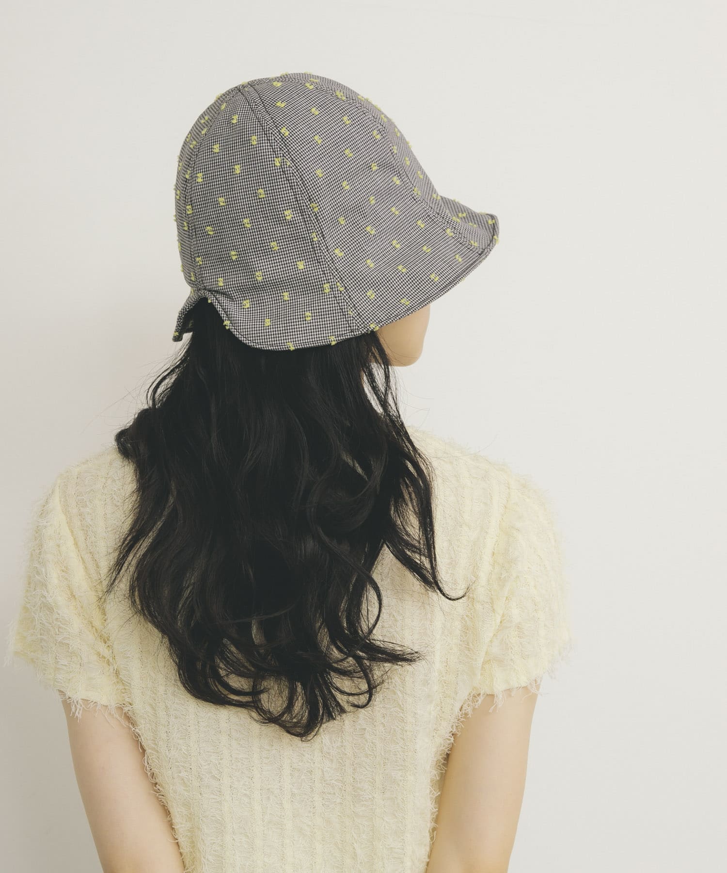 刺繍チェックチューリップHAT