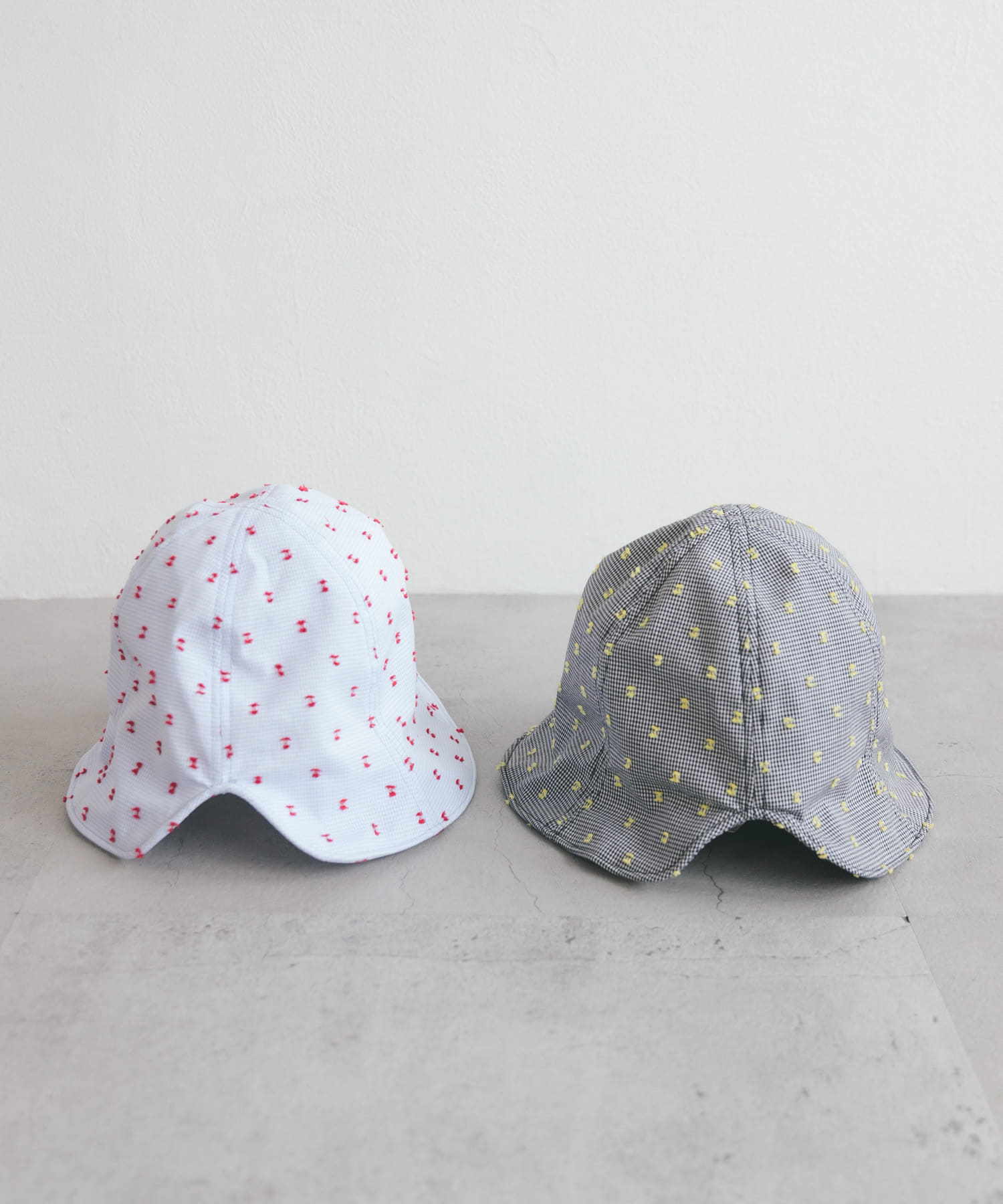 刺繍チェックチューリップHAT BLACK one