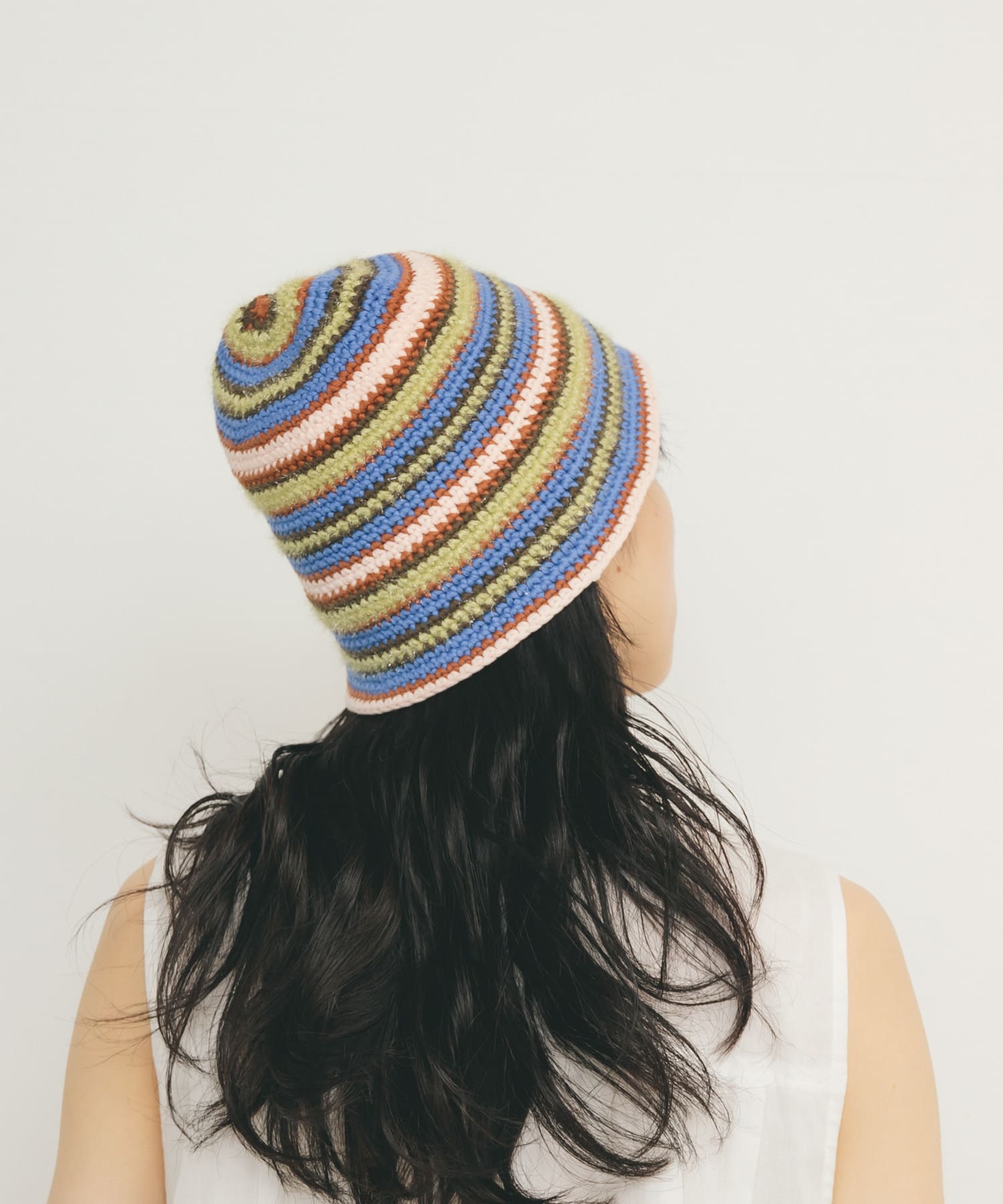 マルチボーダーニットHAT BLUE×GRN one