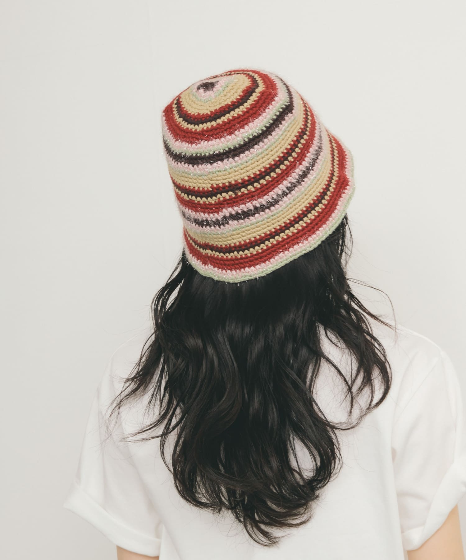 マルチボーダーニットHAT RED×PINK one