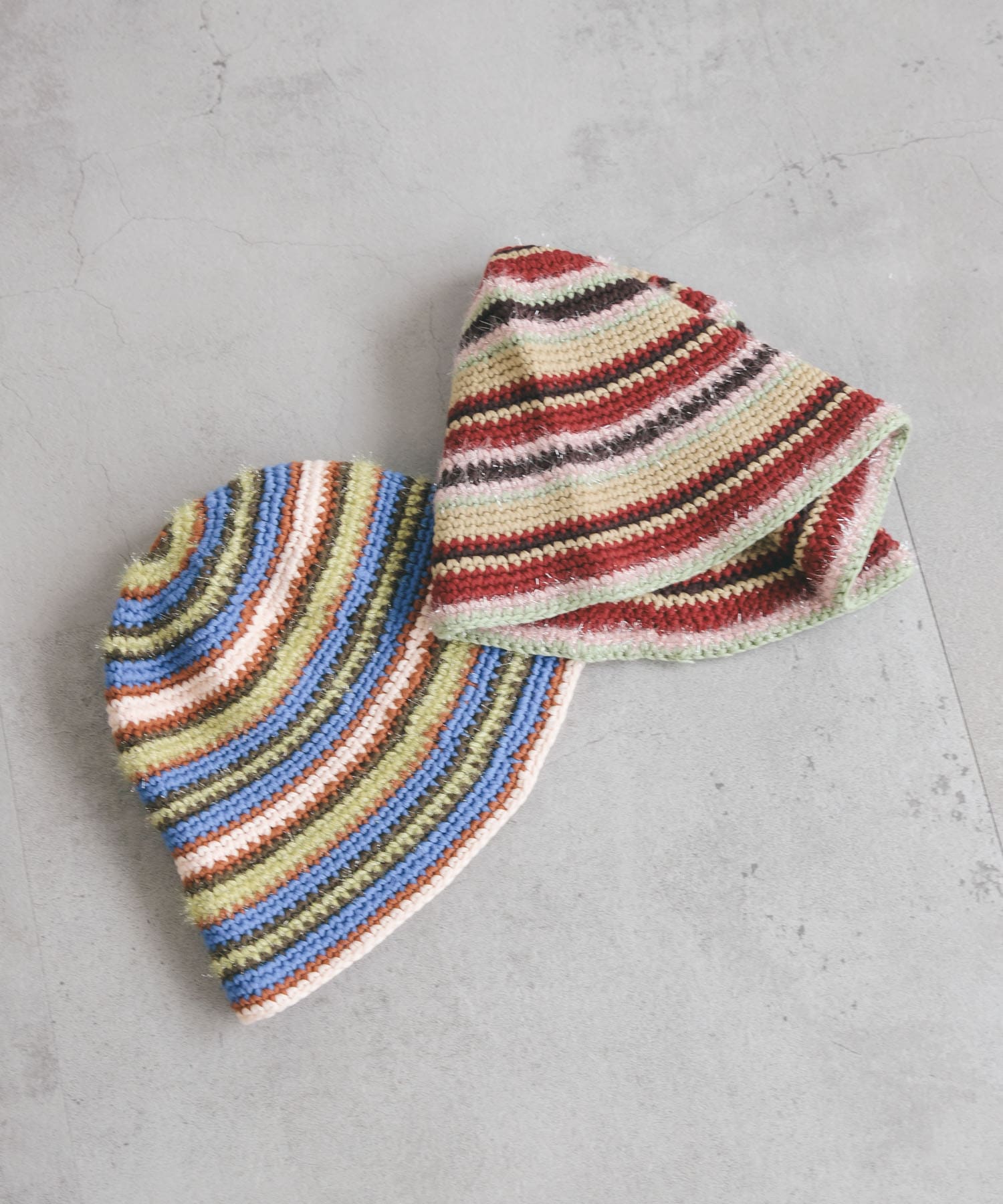 マルチボーダーニットHAT RED×PINK one