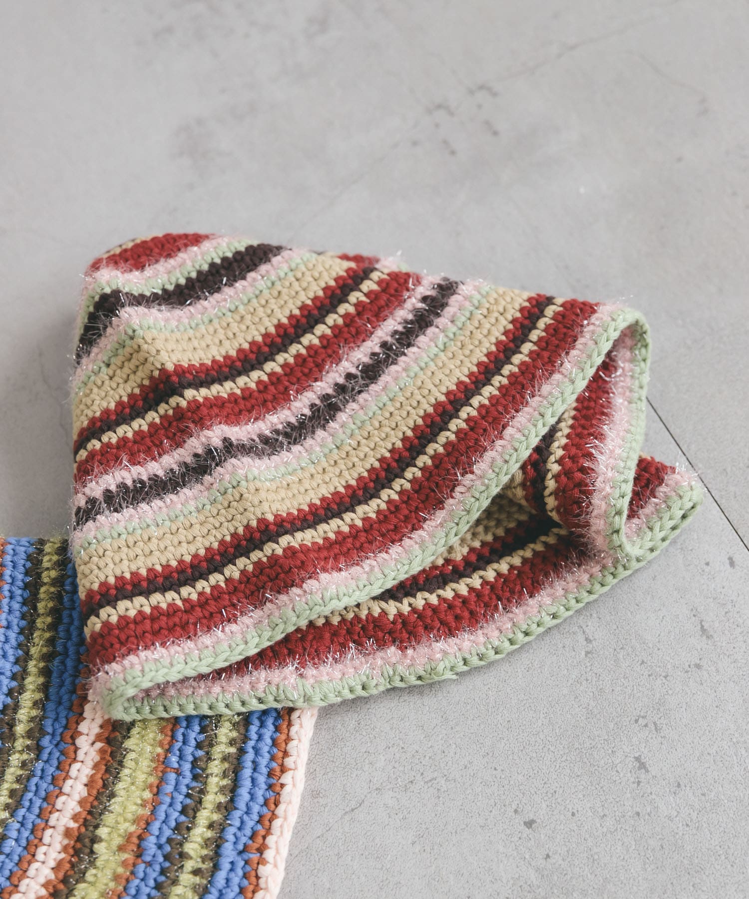 マルチボーダーニットHAT RED×PINK one