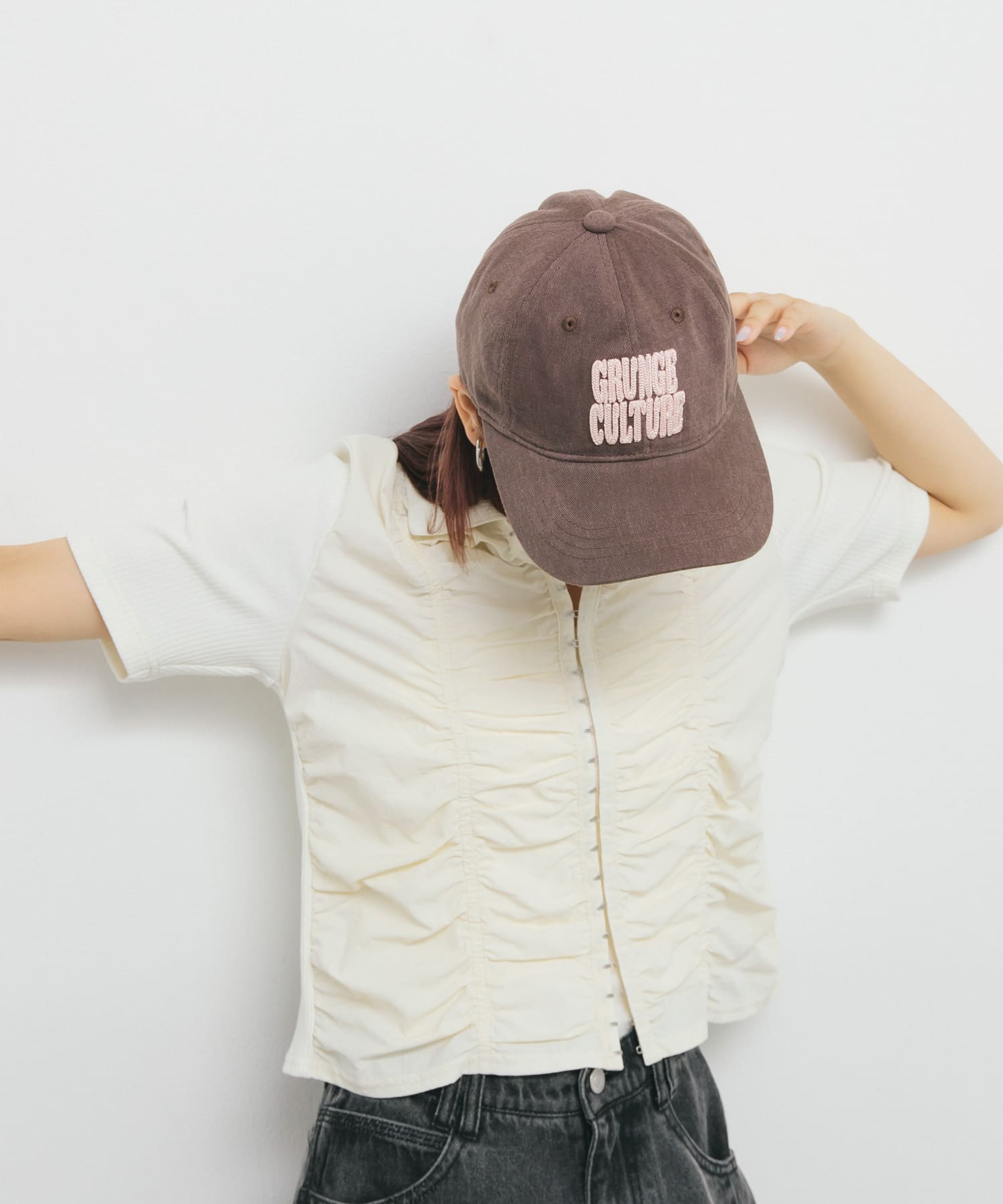 プランプチェーンステッチCAP BROWN one