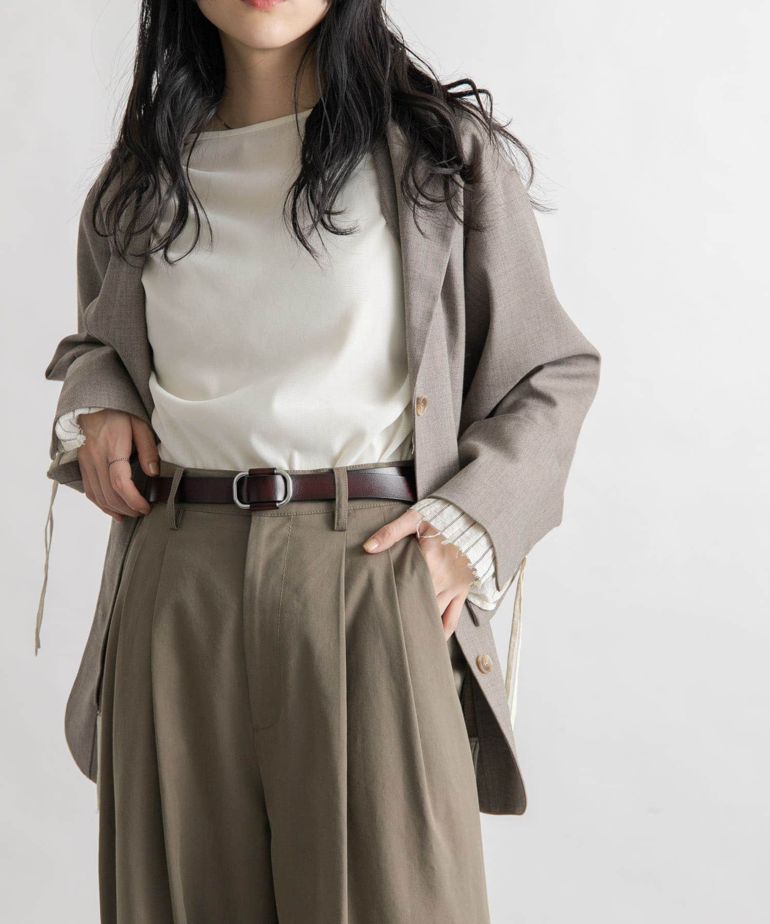 ホールレスレザーベルト D.BROWN one