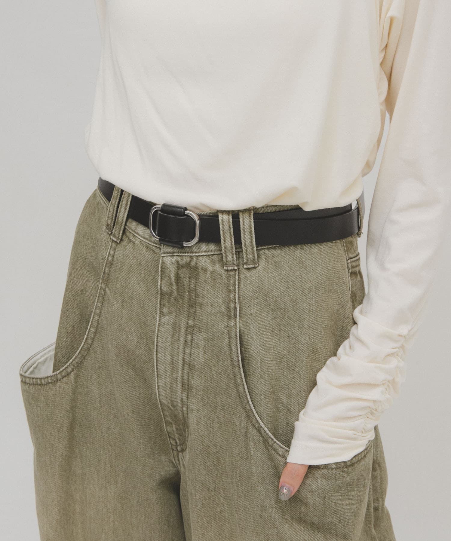 ホールレスレザーベルト BLACK one