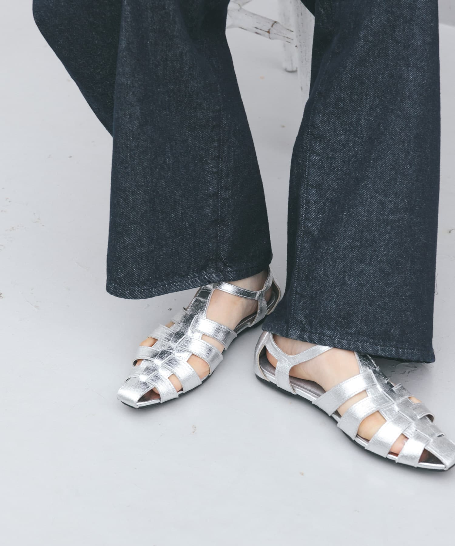フラットグルカサンダル SILVER 37