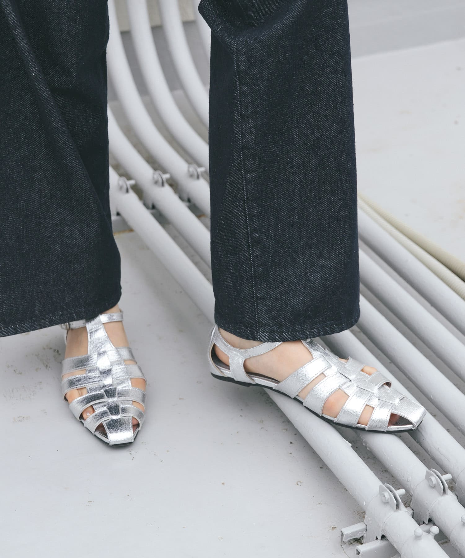 フラットグルカサンダル SILVER 37