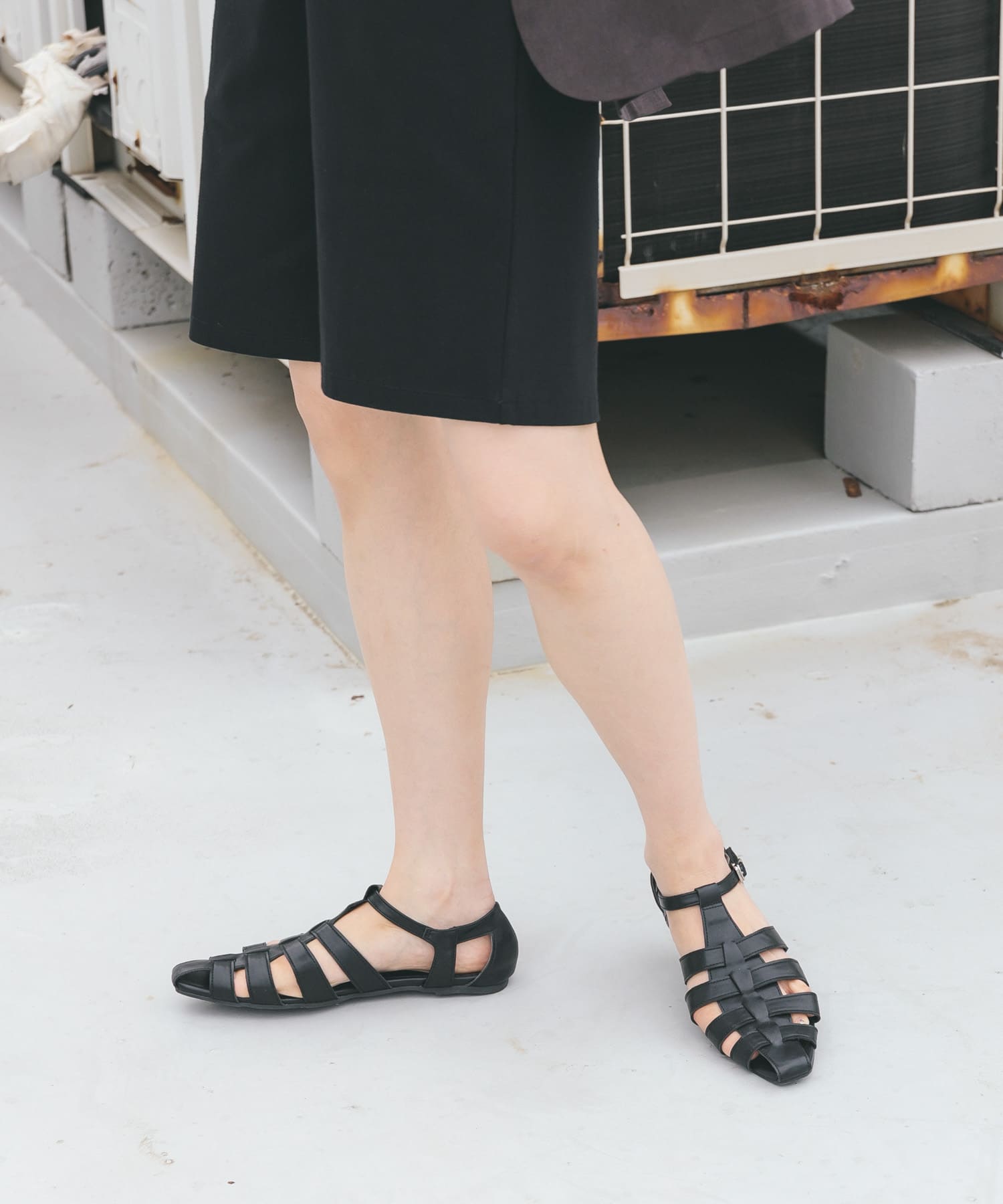 フラットグルカサンダル BLACK 37